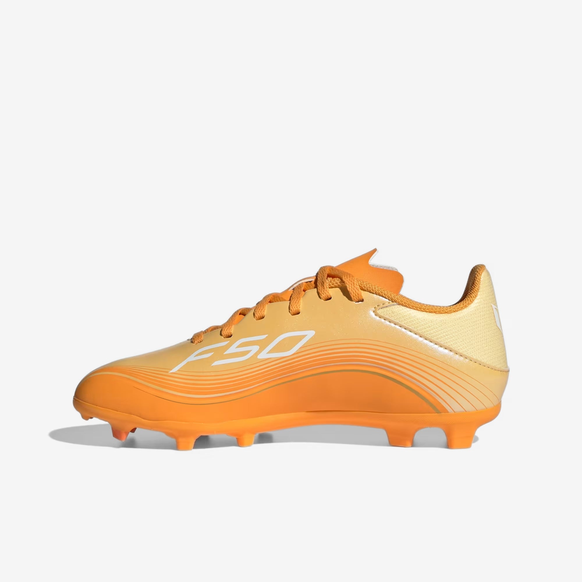 adidas Jr. F50 Messi League Big Kids' Firm/Multi-Ground Low-Top Soccer Cleats - Ice Tangerine / Gold Met. / Pure Tangerine