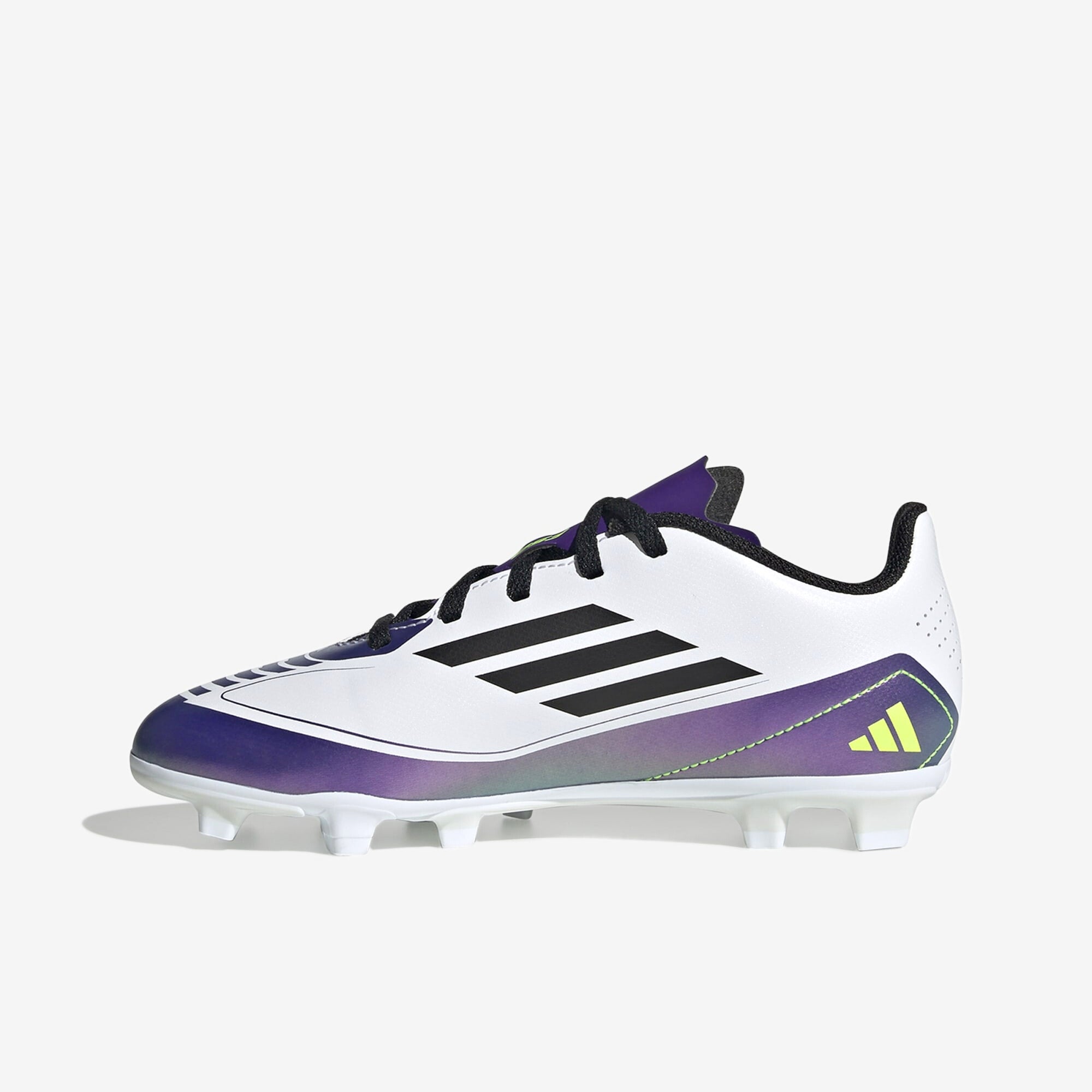 adidas Jr. Messi F50 Club Little/Big Kids' MG Low-Top Soccer Cleats - White / Core Black / Unity Purple