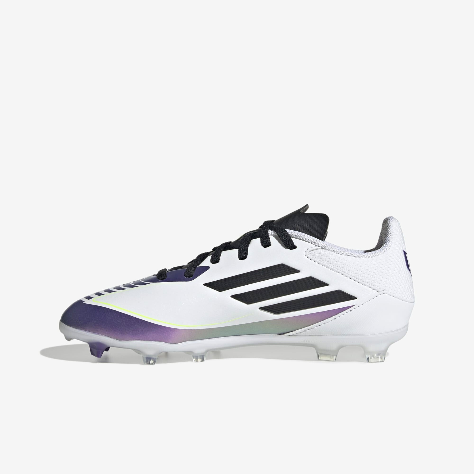 adidas Jr. Messi F50 League Little/Big Kids' FG/MG Low-Top Soccer Cleats - Cloud White / Core Black / Purple