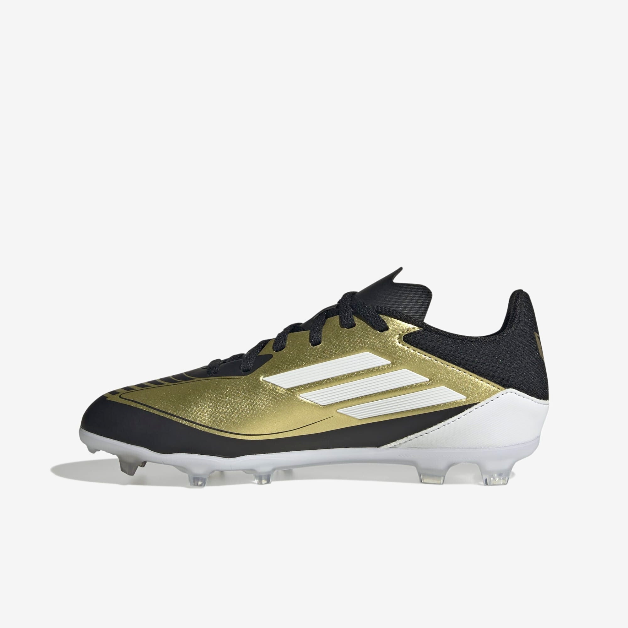 adidas Jr. Messi F50 League Little/Big Kids' FG/MG Low-Top Soccer Cleats - Gold Metallic / Cloud White / Core Black