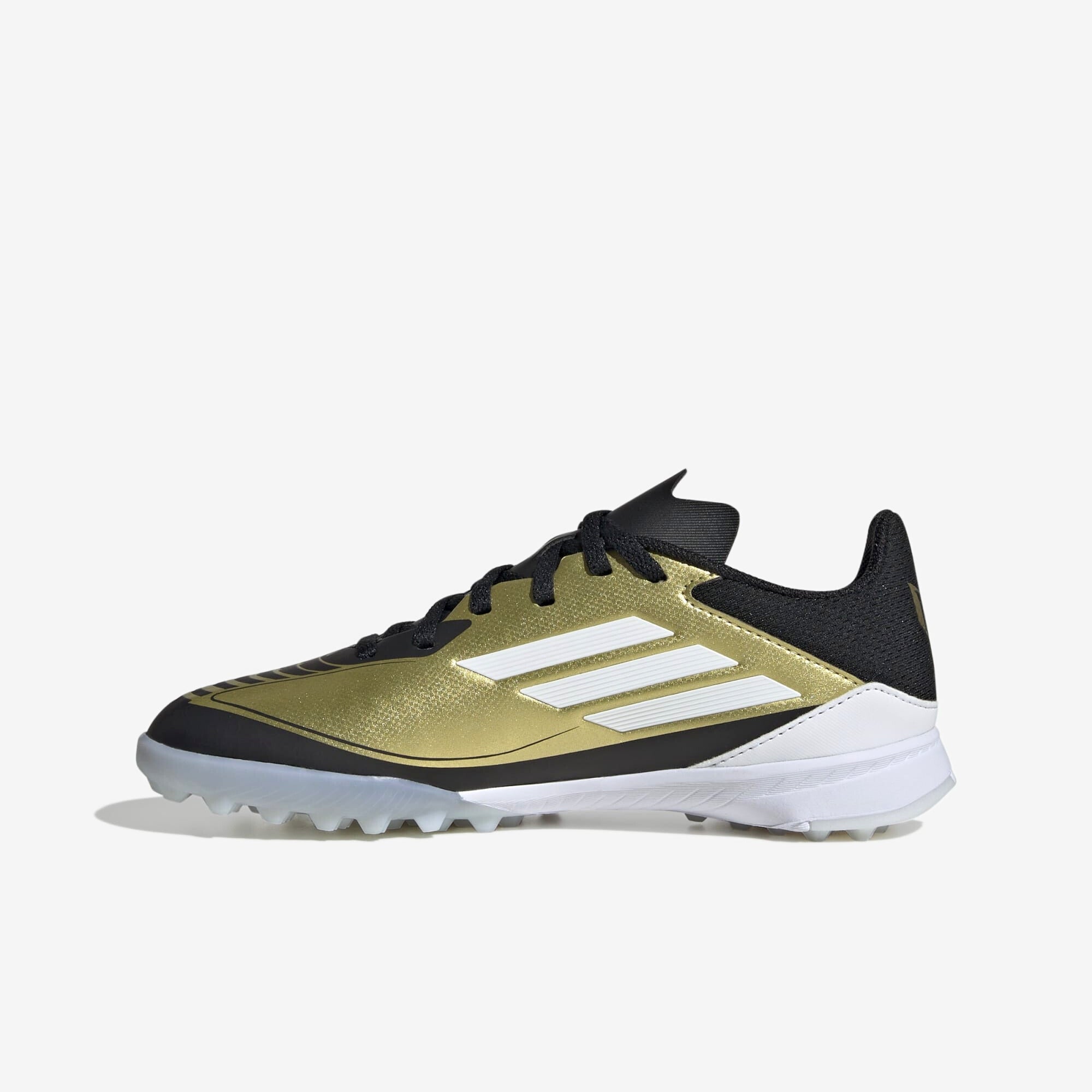 adidas Jr. Messi F50 League Little/Big Kids' TF Low-Top Soccer Shoes - Gold Metallic / Cloud White / Core Black