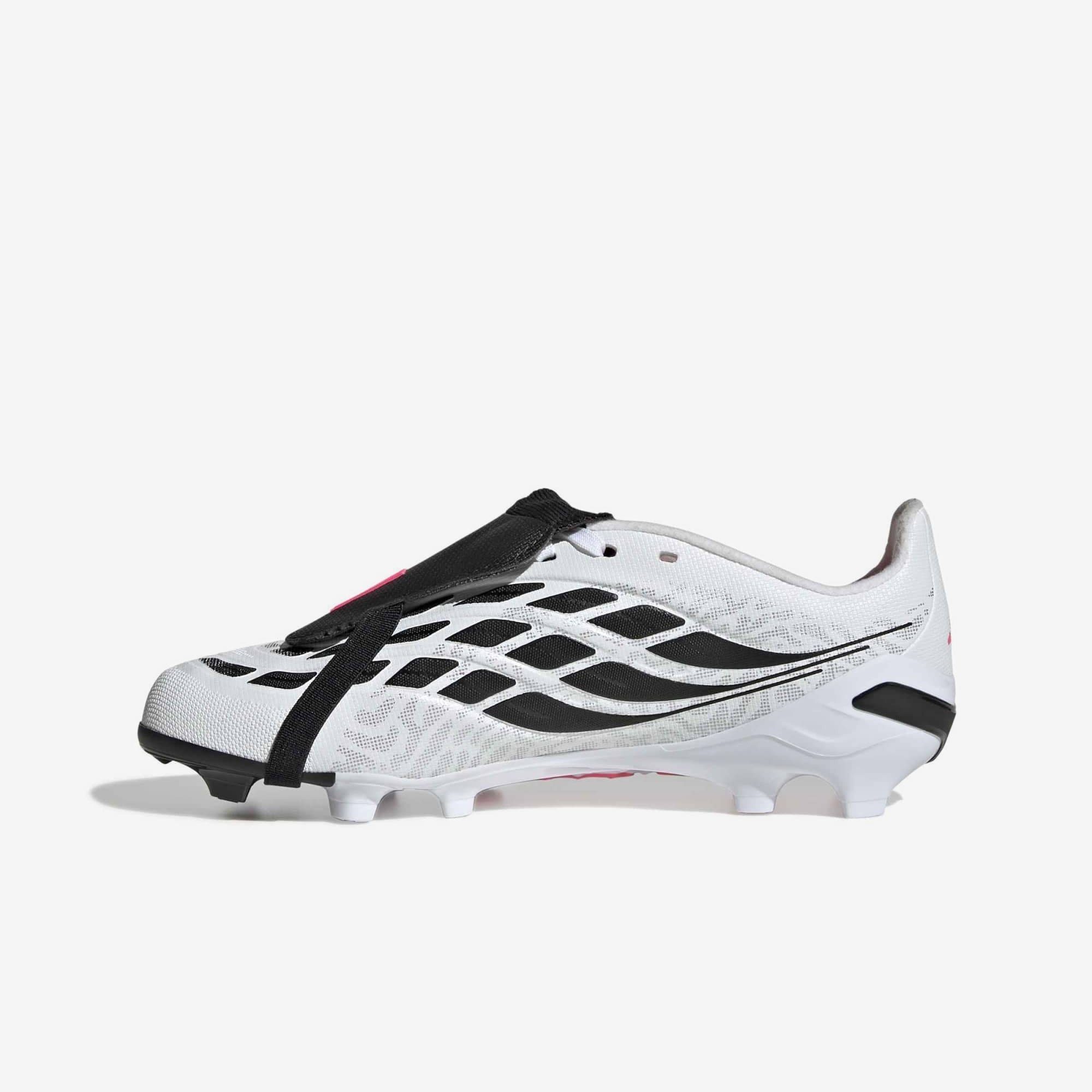 adidas Jr. Predator League Fold-Over Tongue Big Kids' Firm-Ground Low-Top Soccer Cleats - Cloud White / Solar Turbo / Core Black