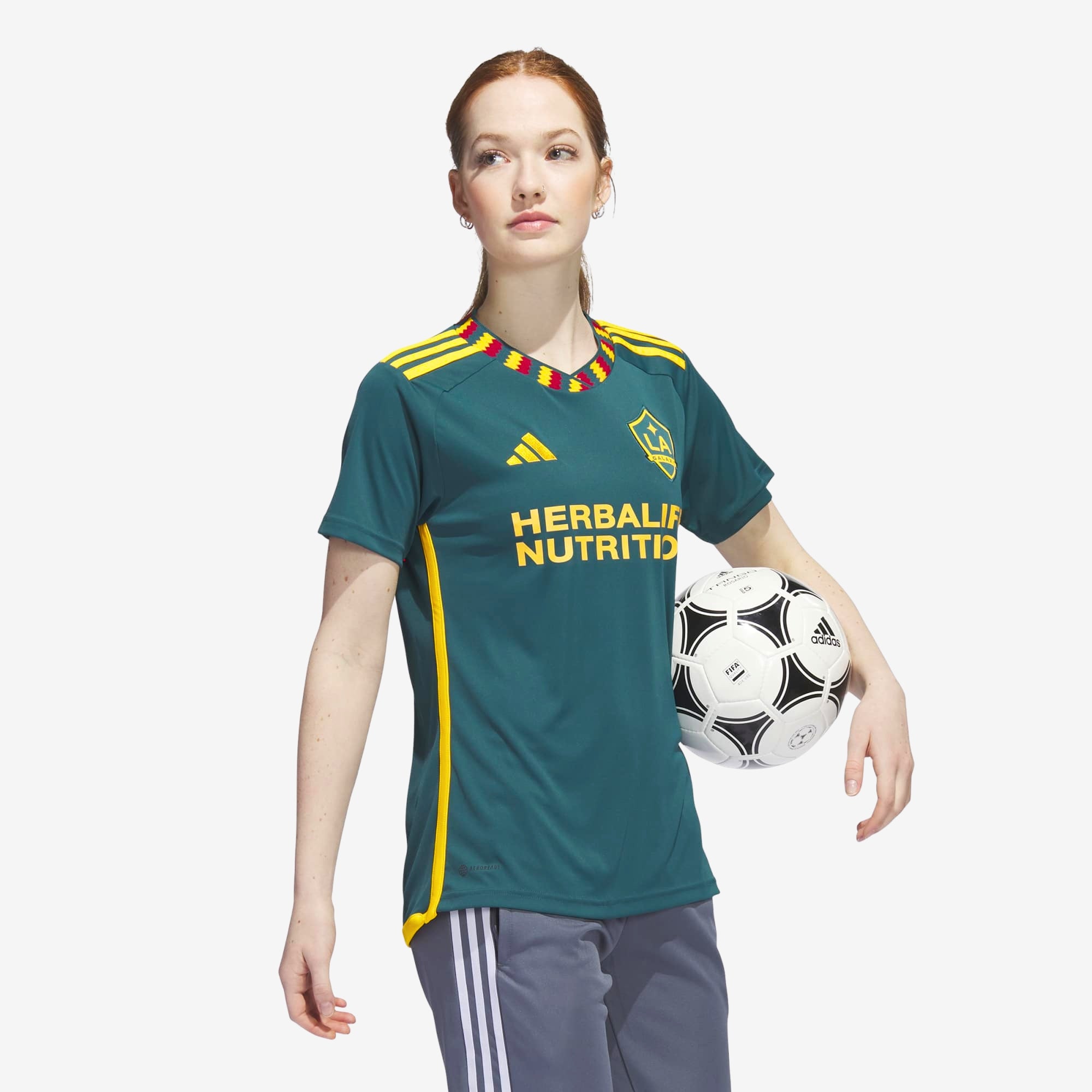 adidas LA Galaxy 2023/24 Stadium Away Women's Soccer Jersey - Mystery Green / Team Collegiate Gold