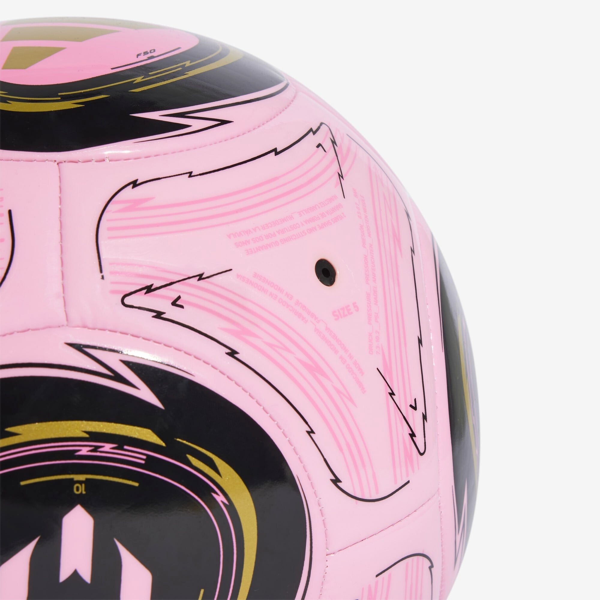 adidas Messi Club Soccer Ball - Light Pink / Black / Dark Football Gold