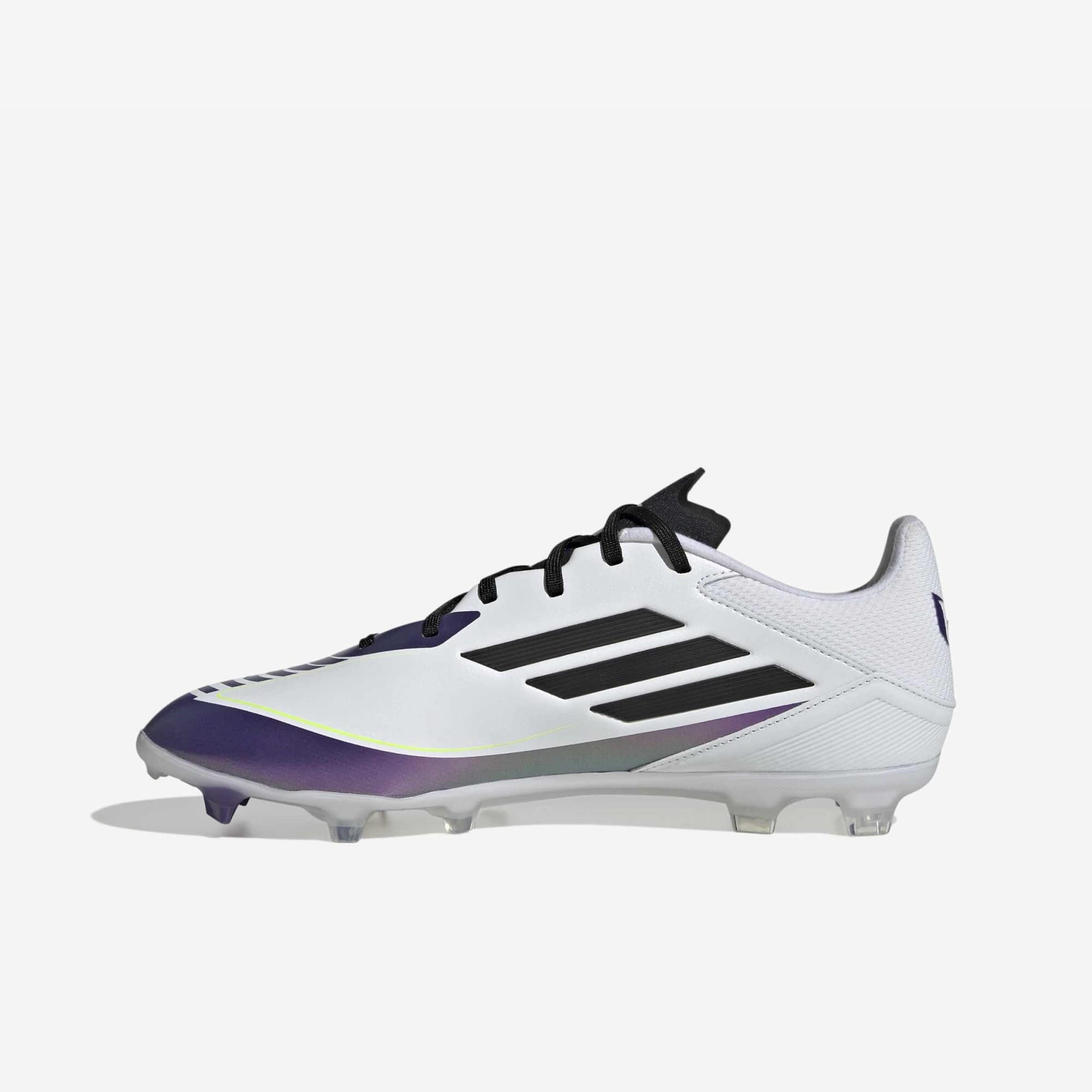 adidas Messi F50 League Firm/Multi-Ground Low-Top Soccer Cleats - Cloud White / Core Black / Purple