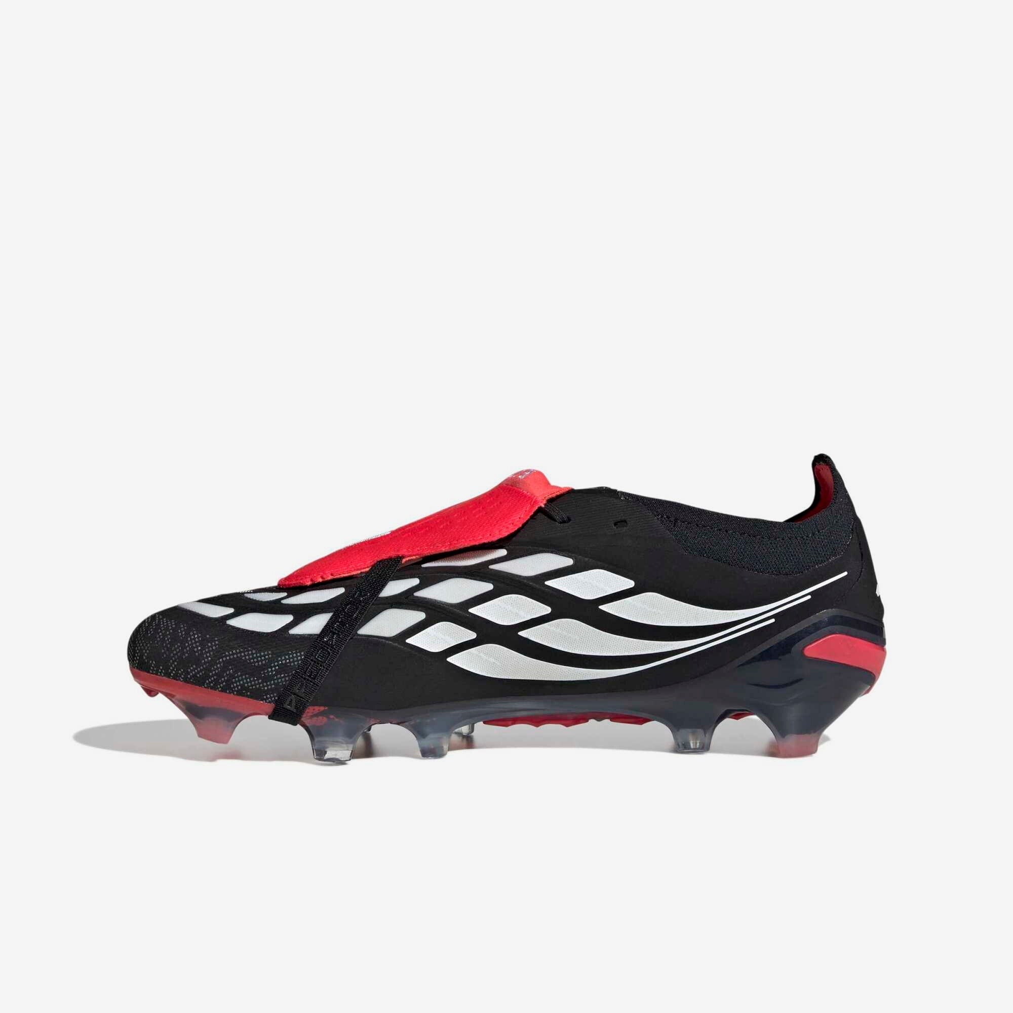 adidas Predator Elite Fold-Over Tongue Firm-Ground Low-Top Soccer Cleats - Core Black / Cloud White / Lucid Red