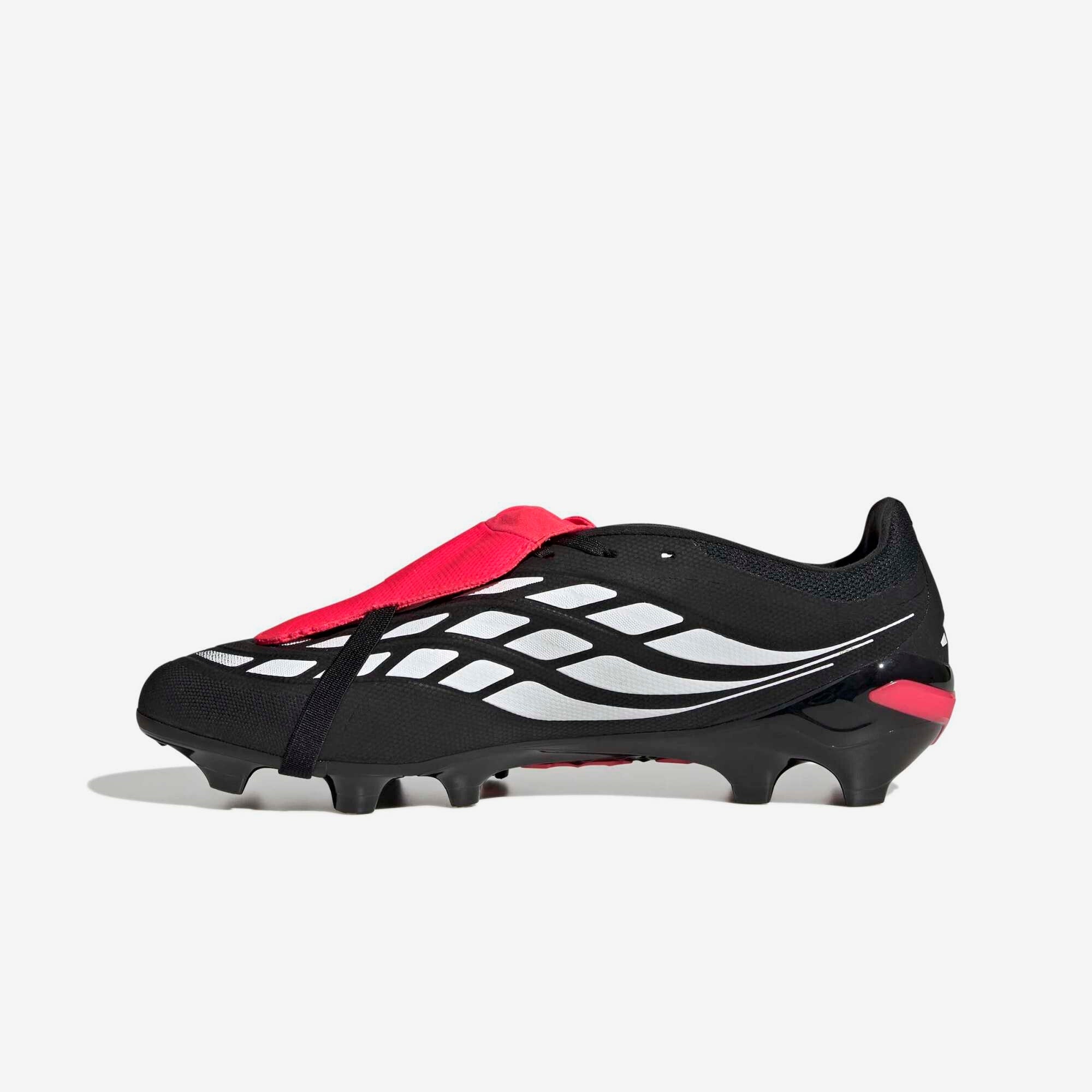 adidas Predator League Fold-Over Tongue Firm-Ground Low-Top Soccer Cleats - Core Black / Cloud White / Lucid Red