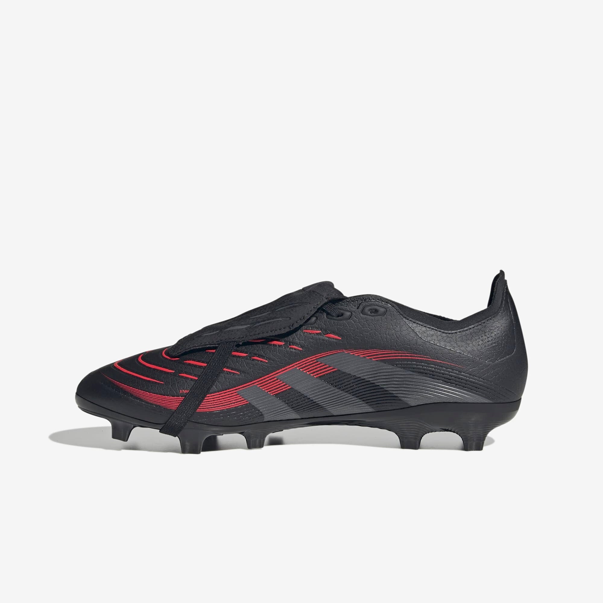 adidas Predator League Fold-Over Tongue FG/MG Low-Top Soccer Cleats - Core Black / Grey Four / Lucid Red