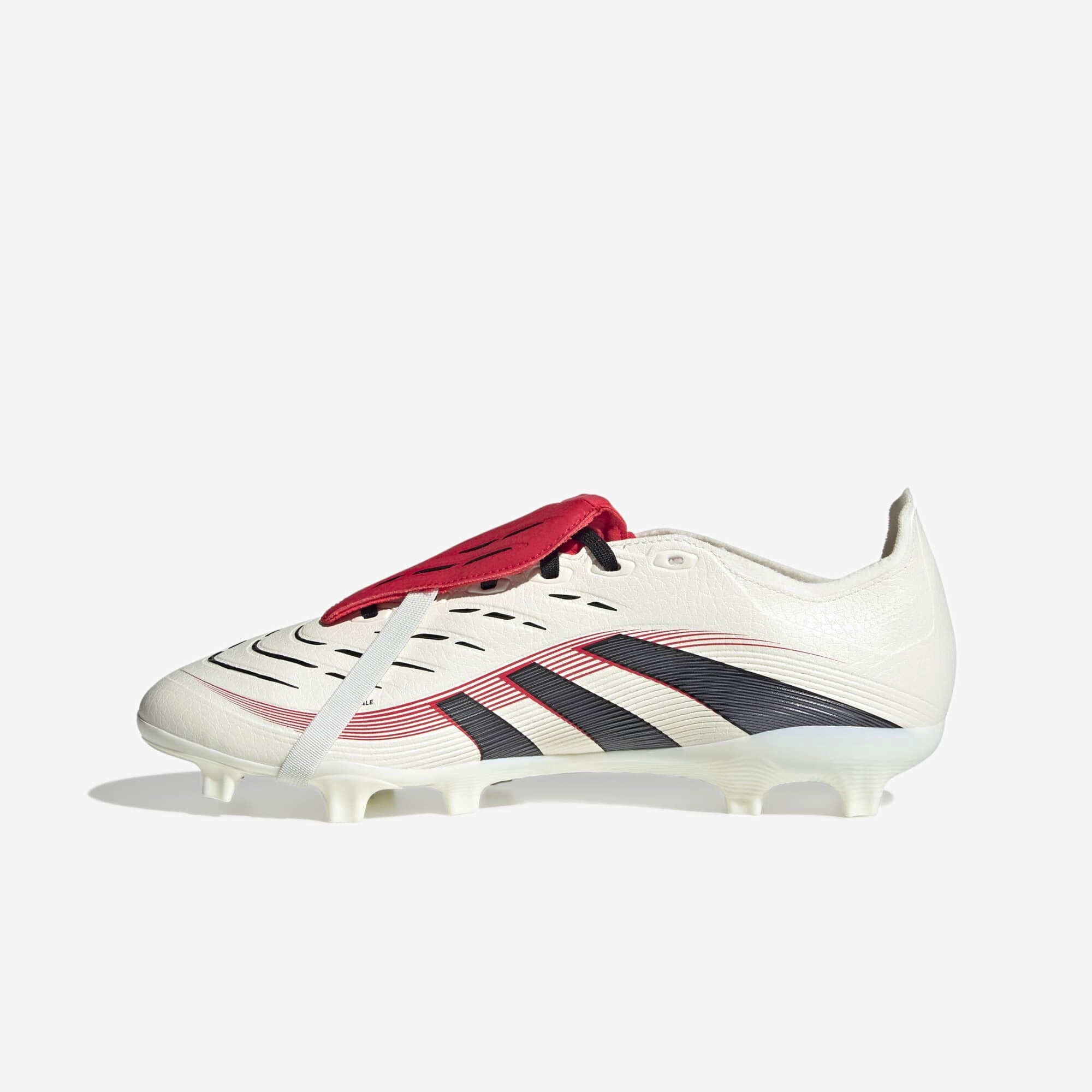 adidas Predator League Fold-Over Tongue FG/MG Low-Top Soccer Cleats - Off White / Core Black / Pure Ruby