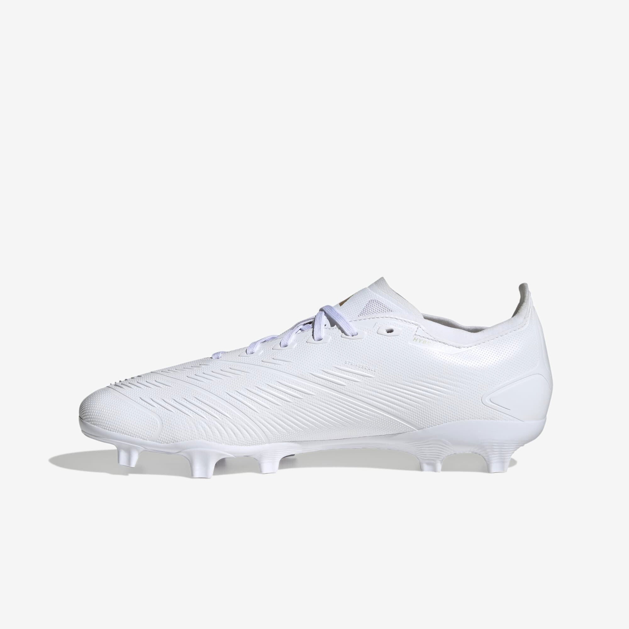 adidas Predator League FG Low-Top Soccer Cleats - Cloud White / Gold Metallic / Sandy Beige Met