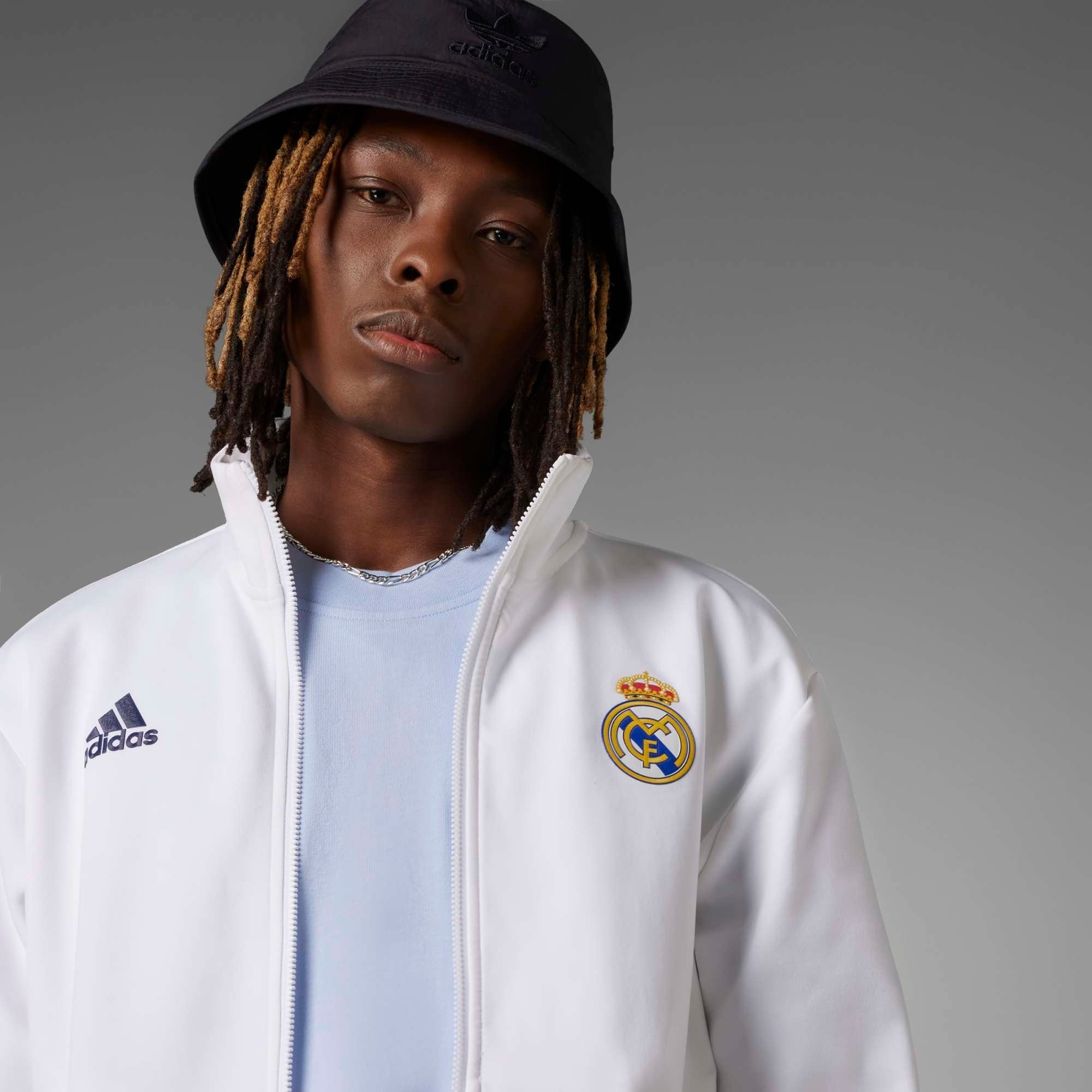 adidas Real Madrid Anthem Men's Full-Zip Soccer Jacket (White)