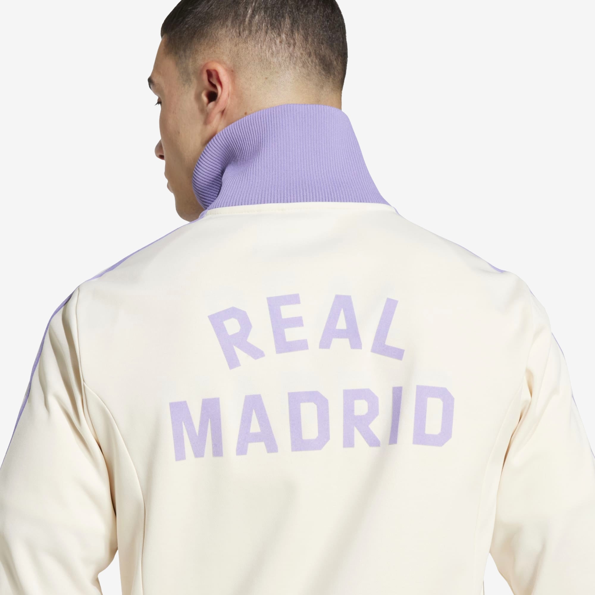 adidas Real Madrid Top Men's Full-Zip Soccer Track Jacket - Wonder White / Magic Lilac