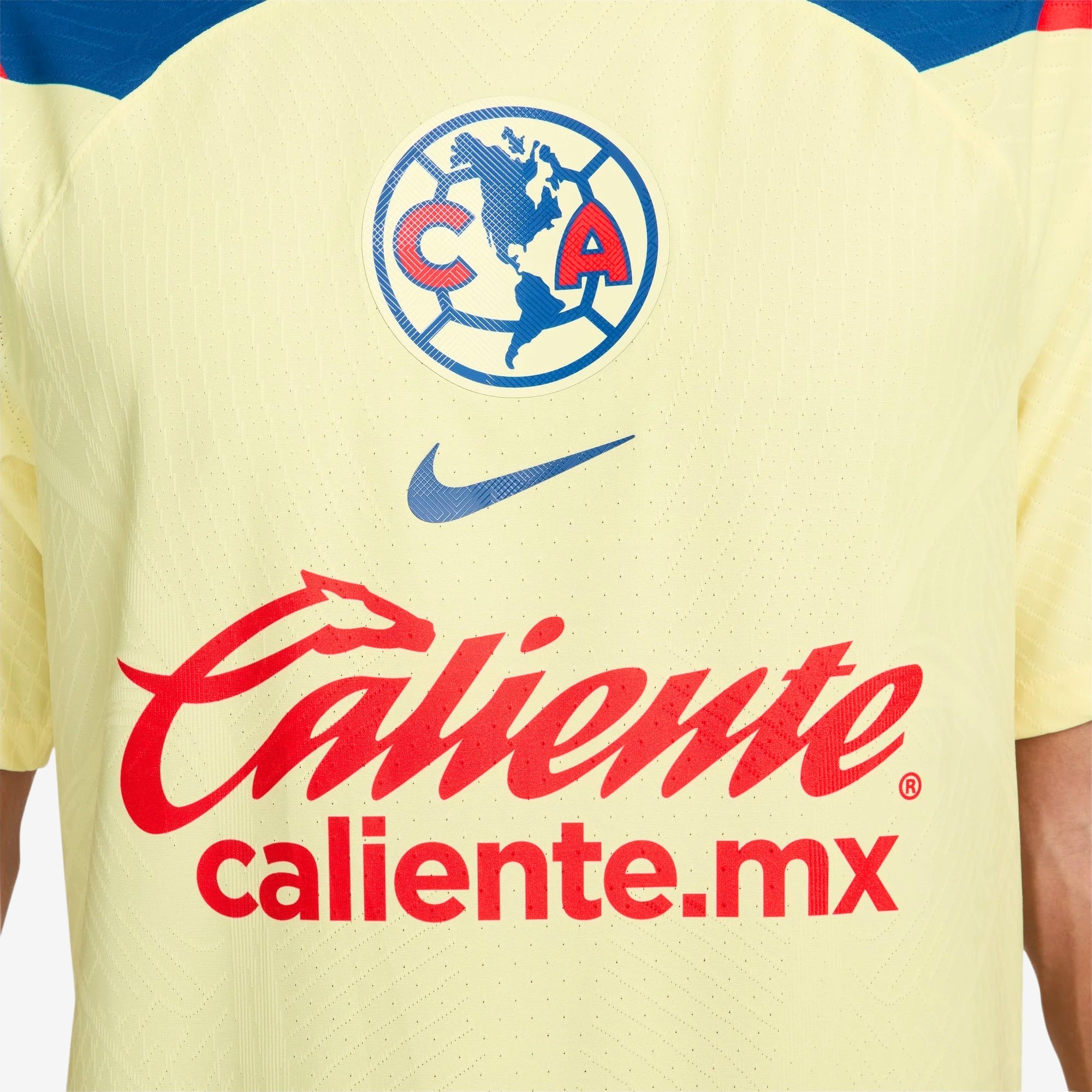 Nike Club América 2023/24 Match Home Men's Dri-FIT ADV Soccer Authentic Jersey - Lemon Chiffon/Blue Jay/Blue Jay