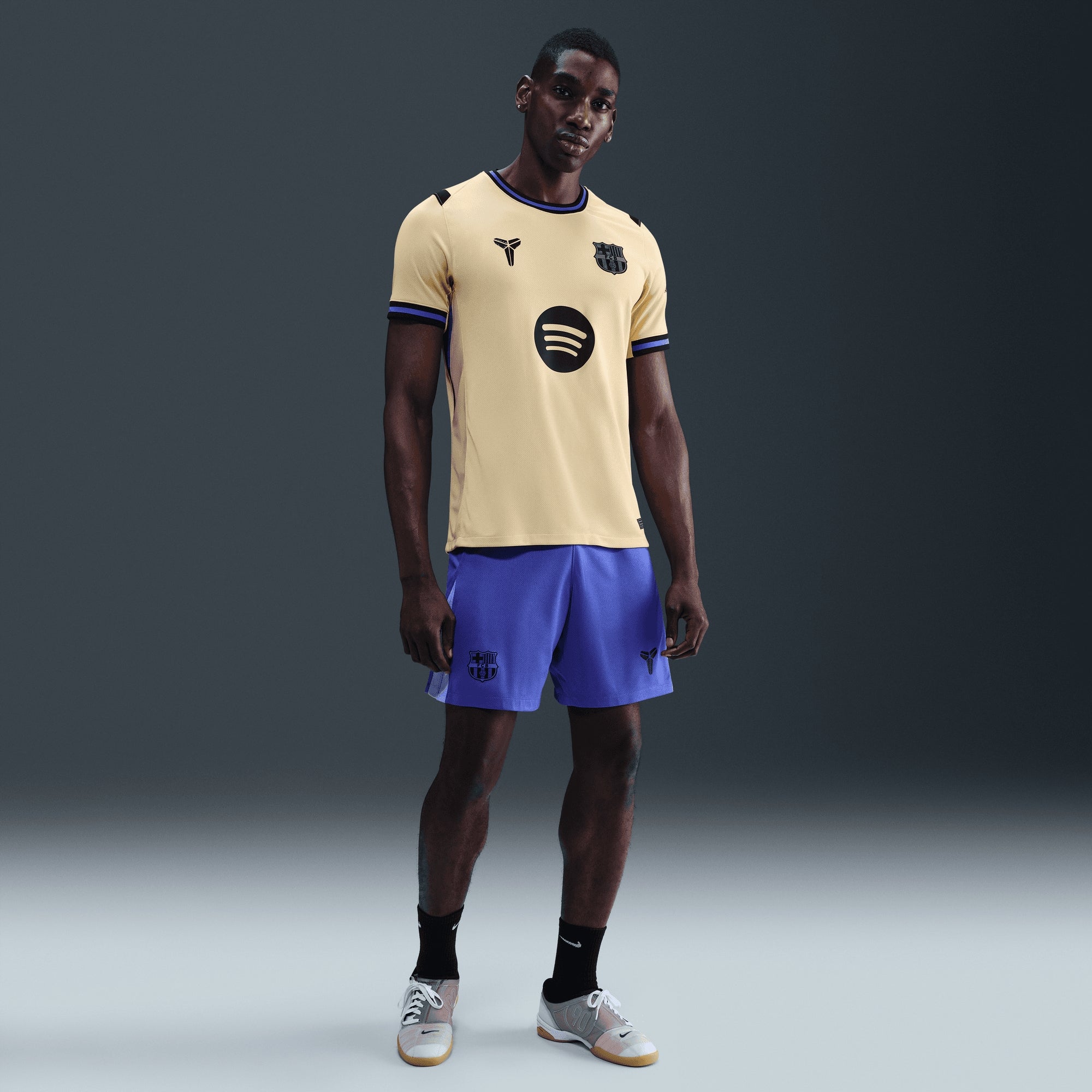 Nike FC Barcelona 2025/26 Stadium Away Men's Kobe Dri-FIT Soccer Replica Jersey - Team Gold/Team Gold/Persian Violet/Black