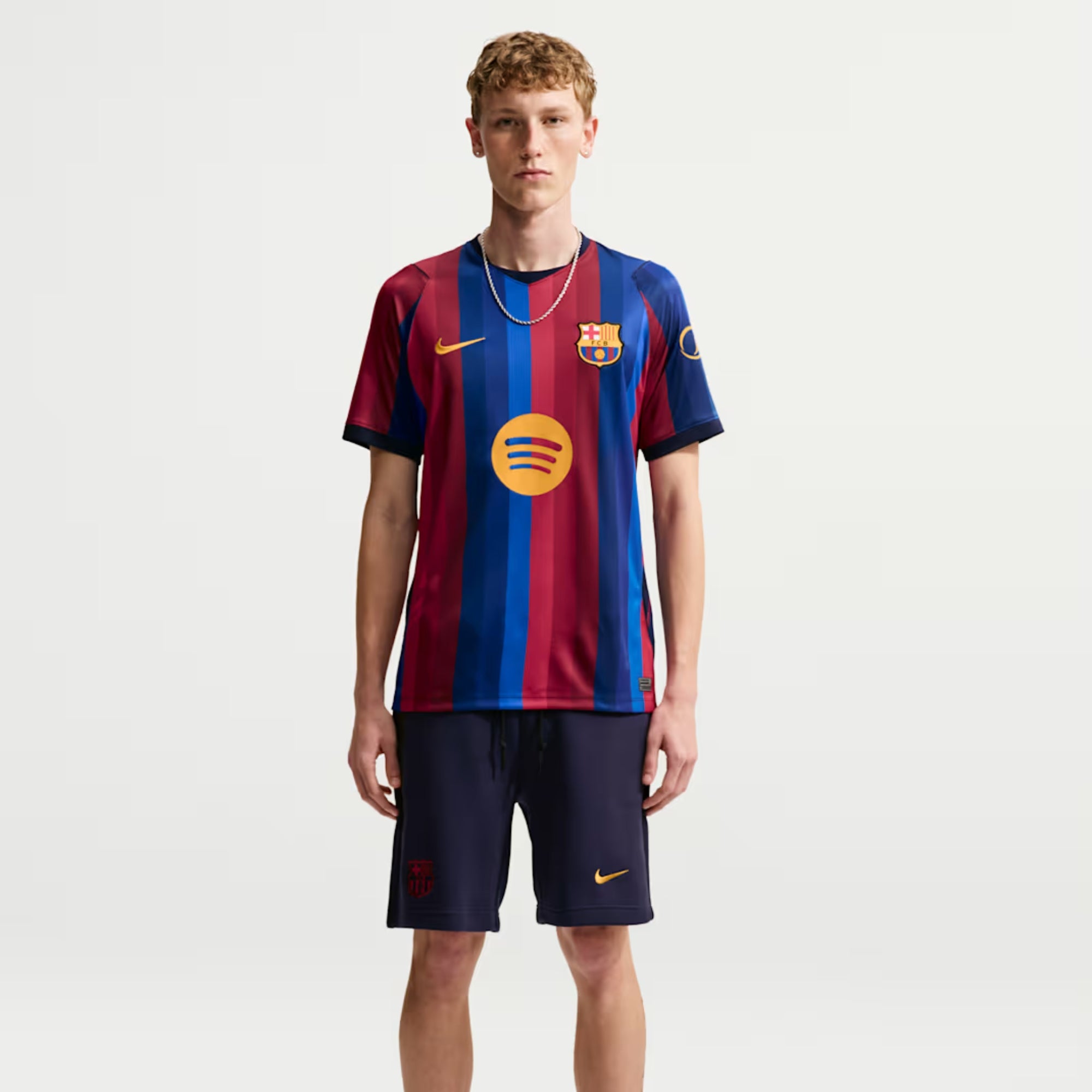 Nike FC Barcelona 2026/27 Stadium Home Men's Dri-FIT Soccer Replica Jersey - Deep Garnet/Blue Void/Mineral Yellow