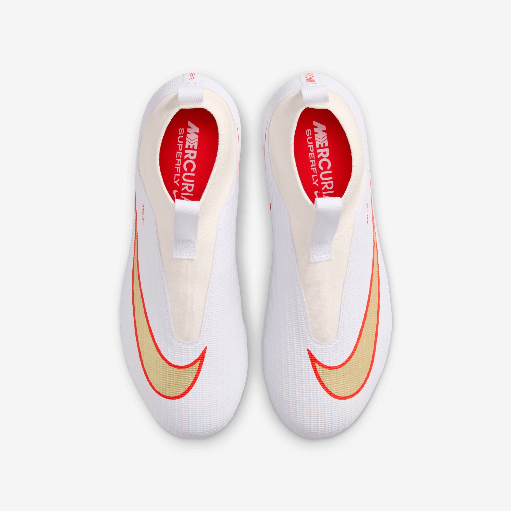 Nike Jr. Mercurial Superfly 11 Academy Big Kids' Multi-Ground High-Top Soccer Cleats - White/Blur-Bright Crimson