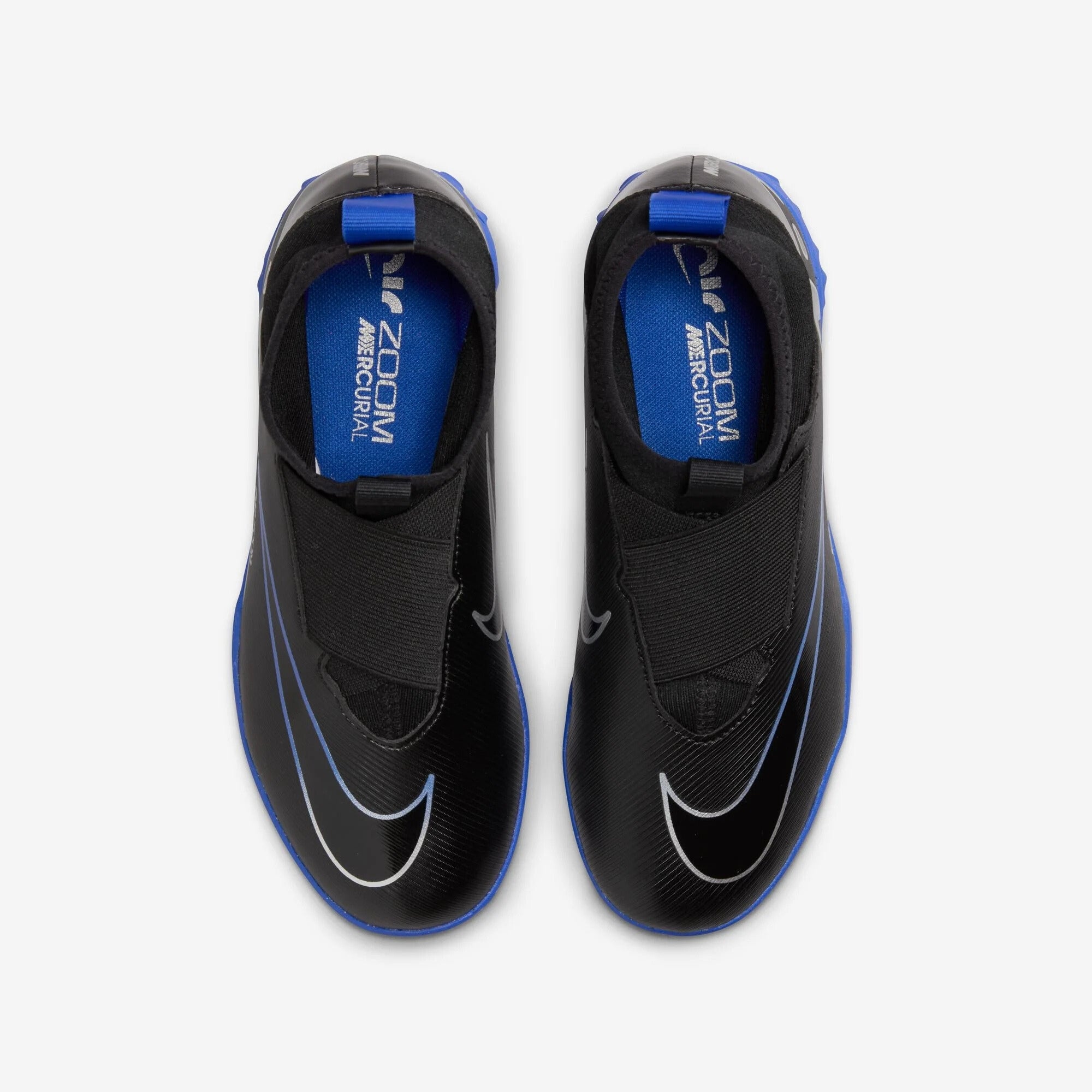 Nike Jr. Mercurial Superfly 9 Academy Big Kids' Turf High-Top Soccer Shoes - Black/Chrome-Hyper Royal