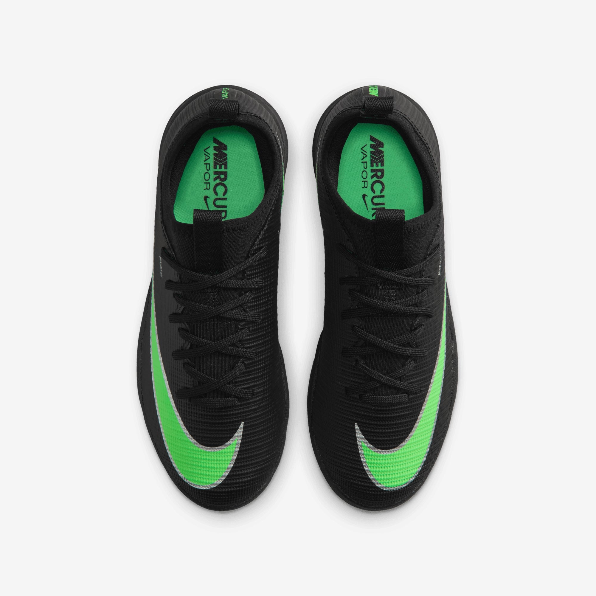 Nike Jr. Mercurial Vapor 17 Academy Big Kids' Indoor/Court Low-Top Soccer Shoes - Black/Illusion Green-Black