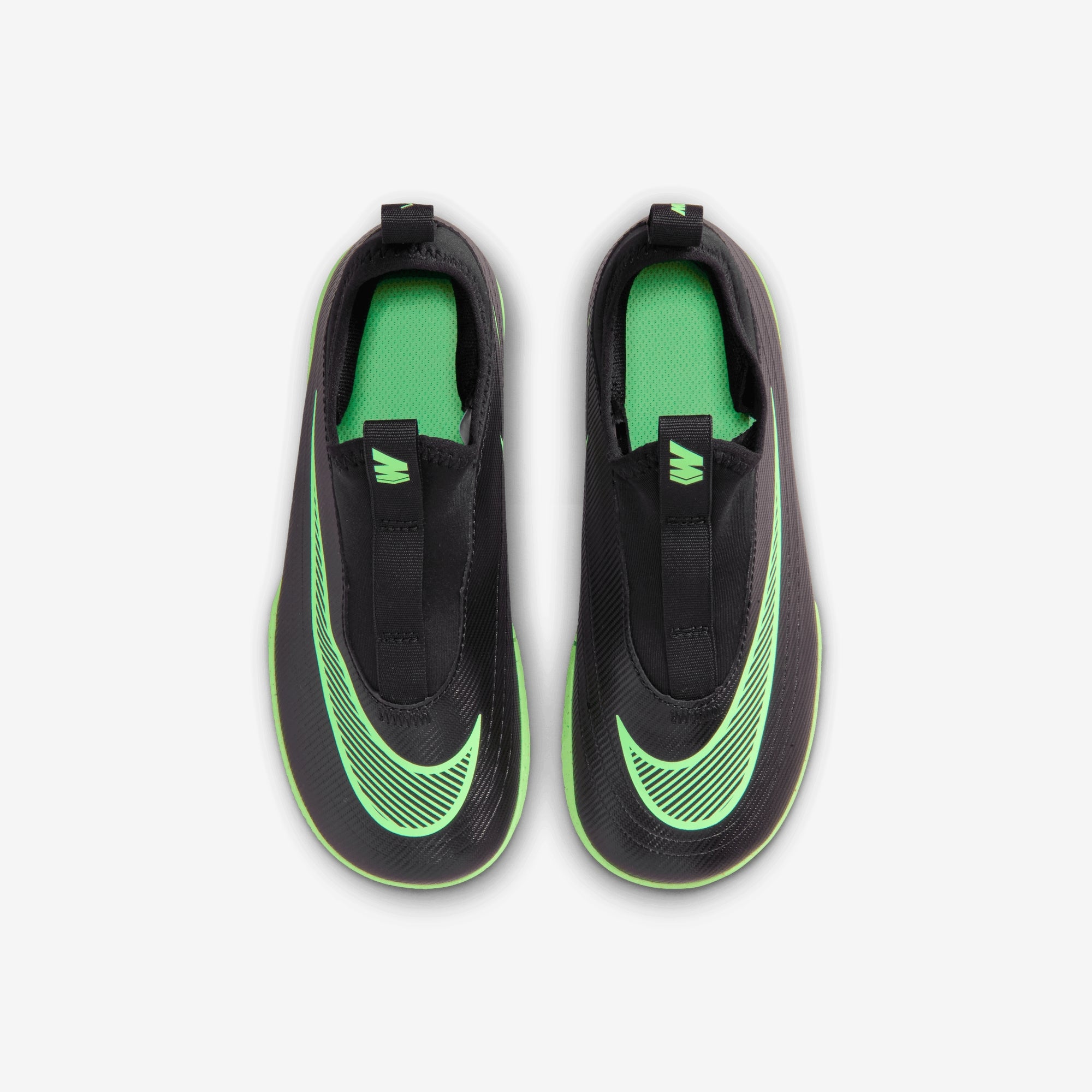 Nike Jr. Mercurial Vapor 17 Club Little Kids' Indoor/Court Low-Top Soccer Shoes - Black/Illusion Green-Black