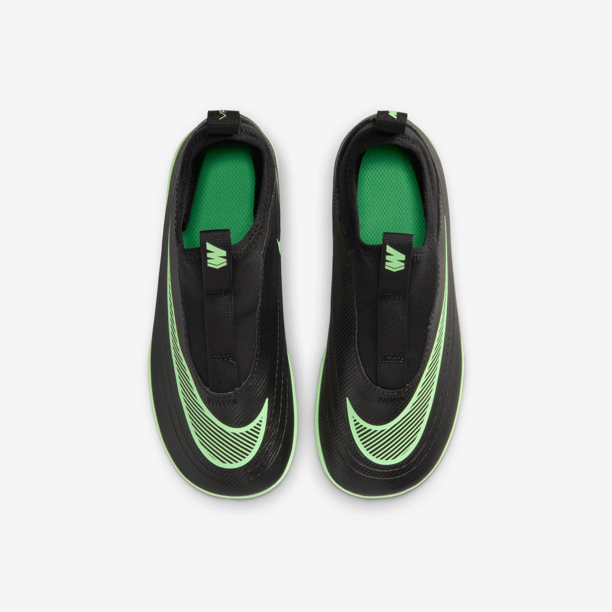 Nike Jr. Mercurial Vapor 17 Club Little Kids' Turf Low-Top Soccer Shoes - Black/Illusion Green-Black
