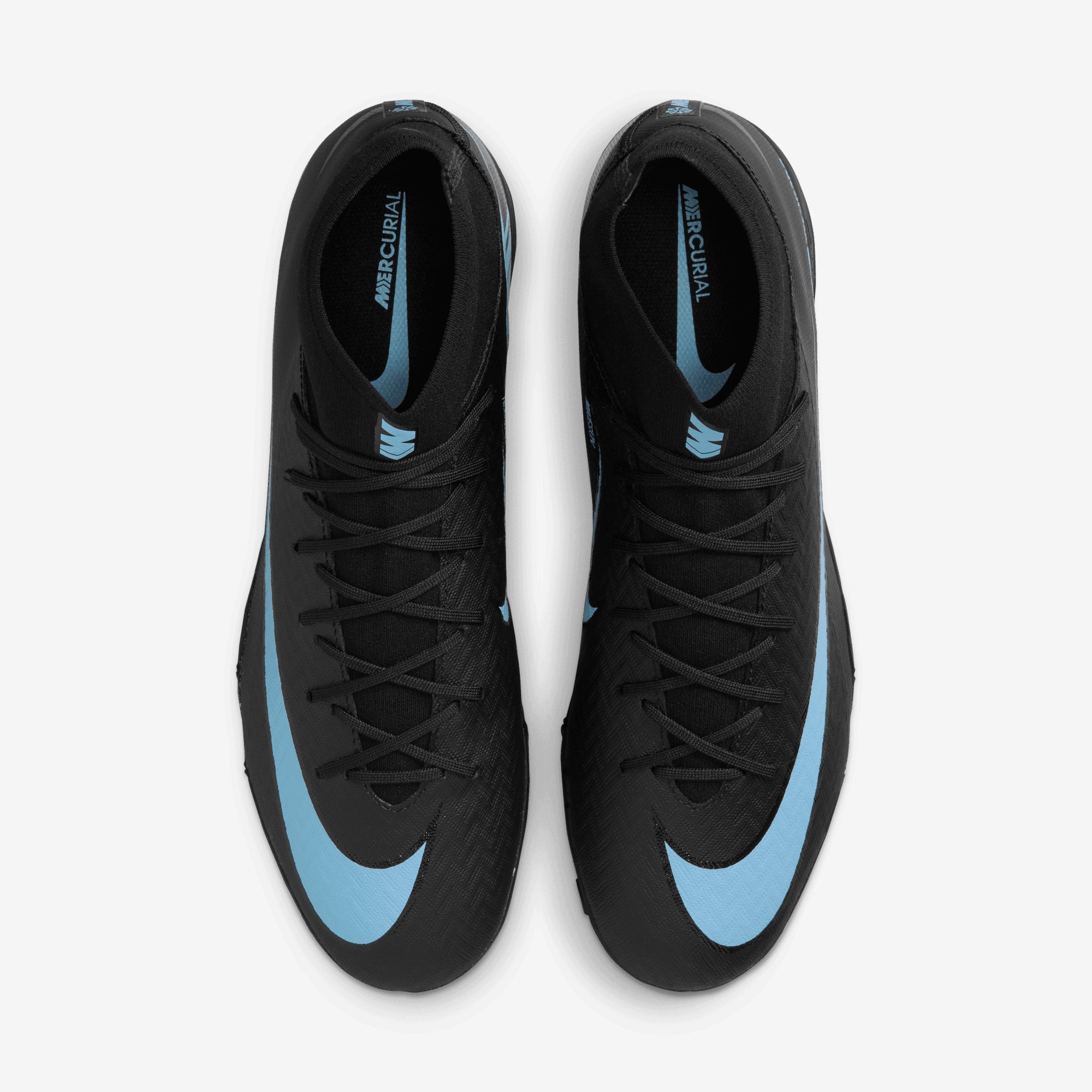Nike Mercurial Superfly 10 Academy Turf High-Top Soccer Shoes - Black/Ice Blue