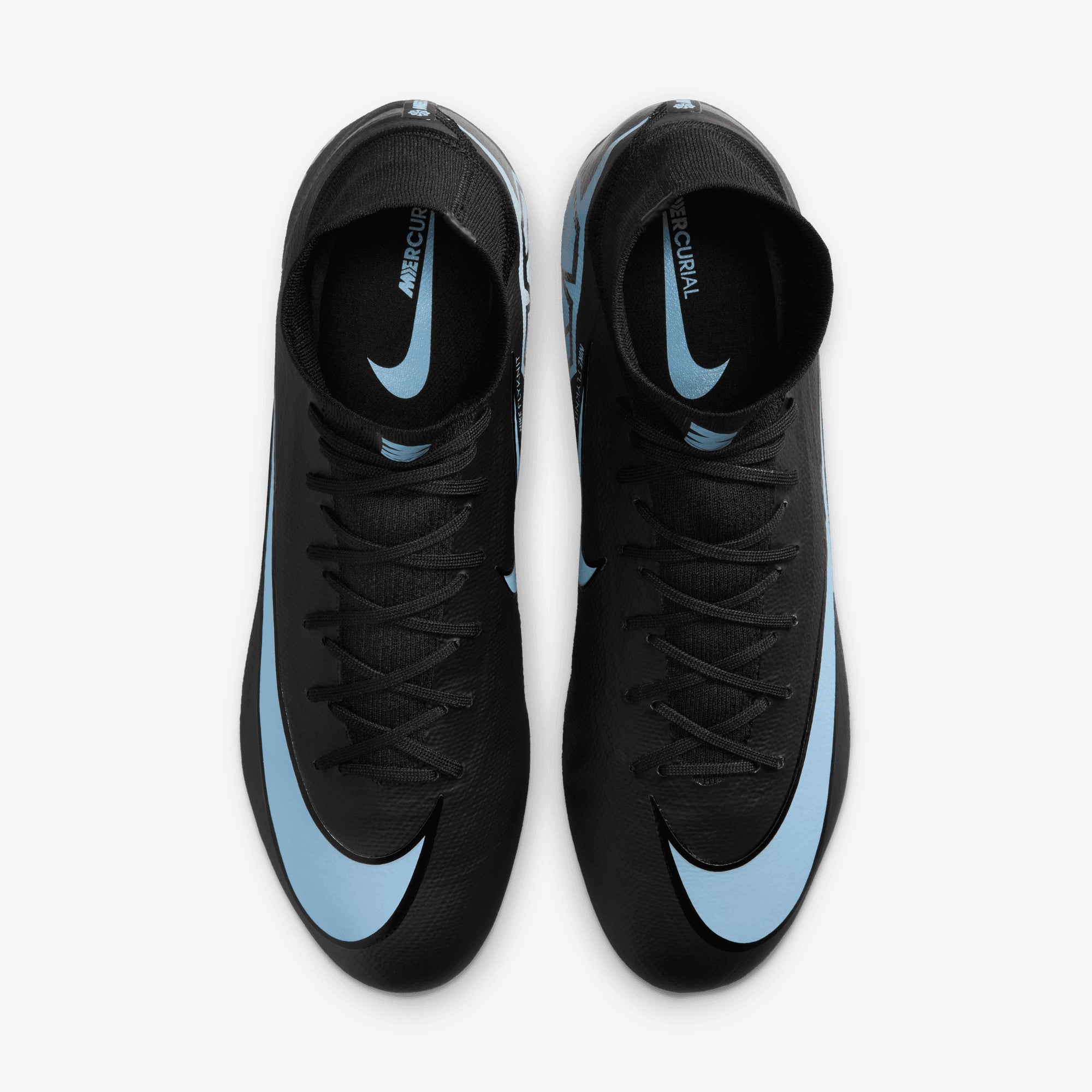Nike Mercurial Superfly 10 Pro Firm-Ground High-Top Soccer Cleats - Black/Ice Blue