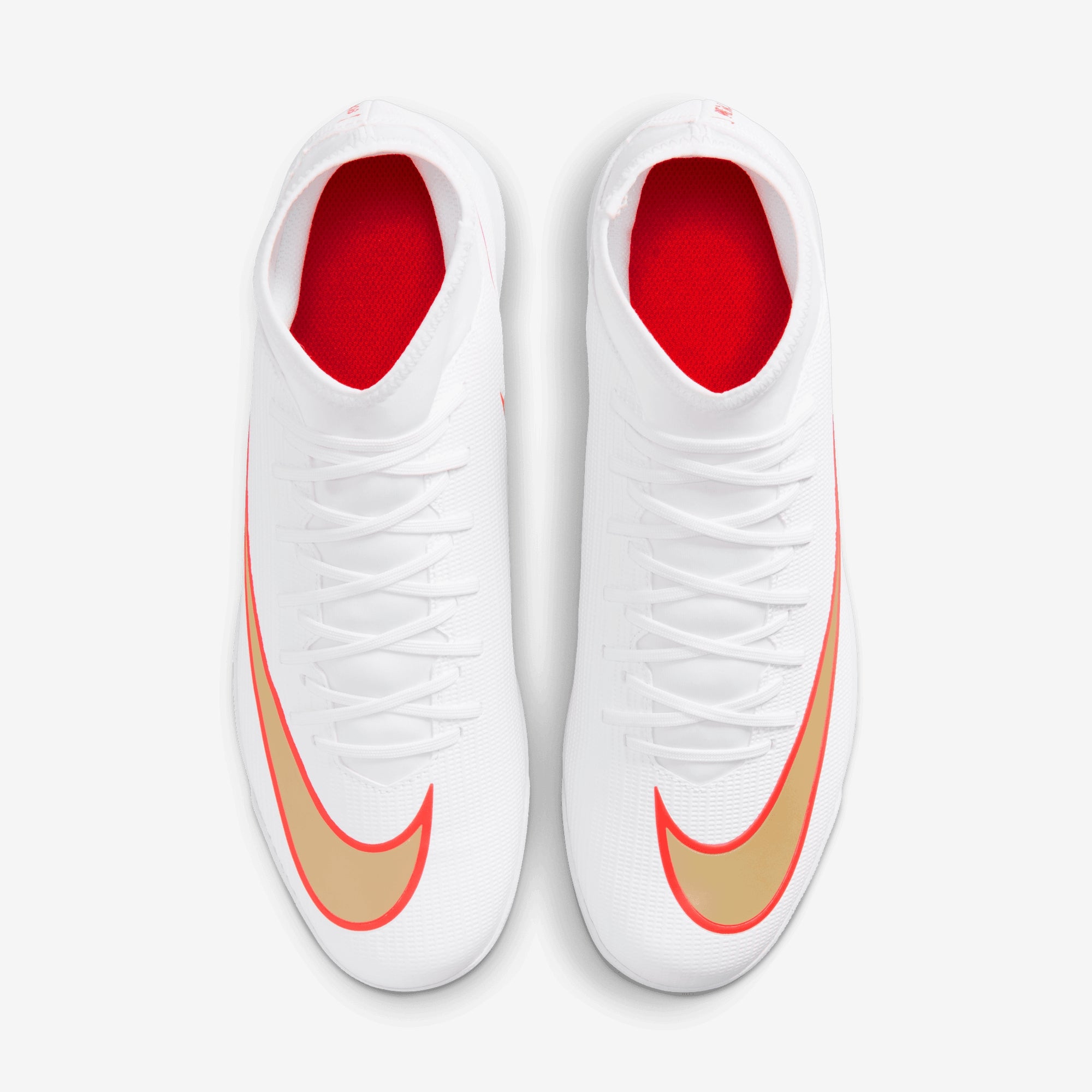 Nike Mercurial Superfly 11 Club Turf High-Top Soccer Shoes - White/Blur-Bright Crimson