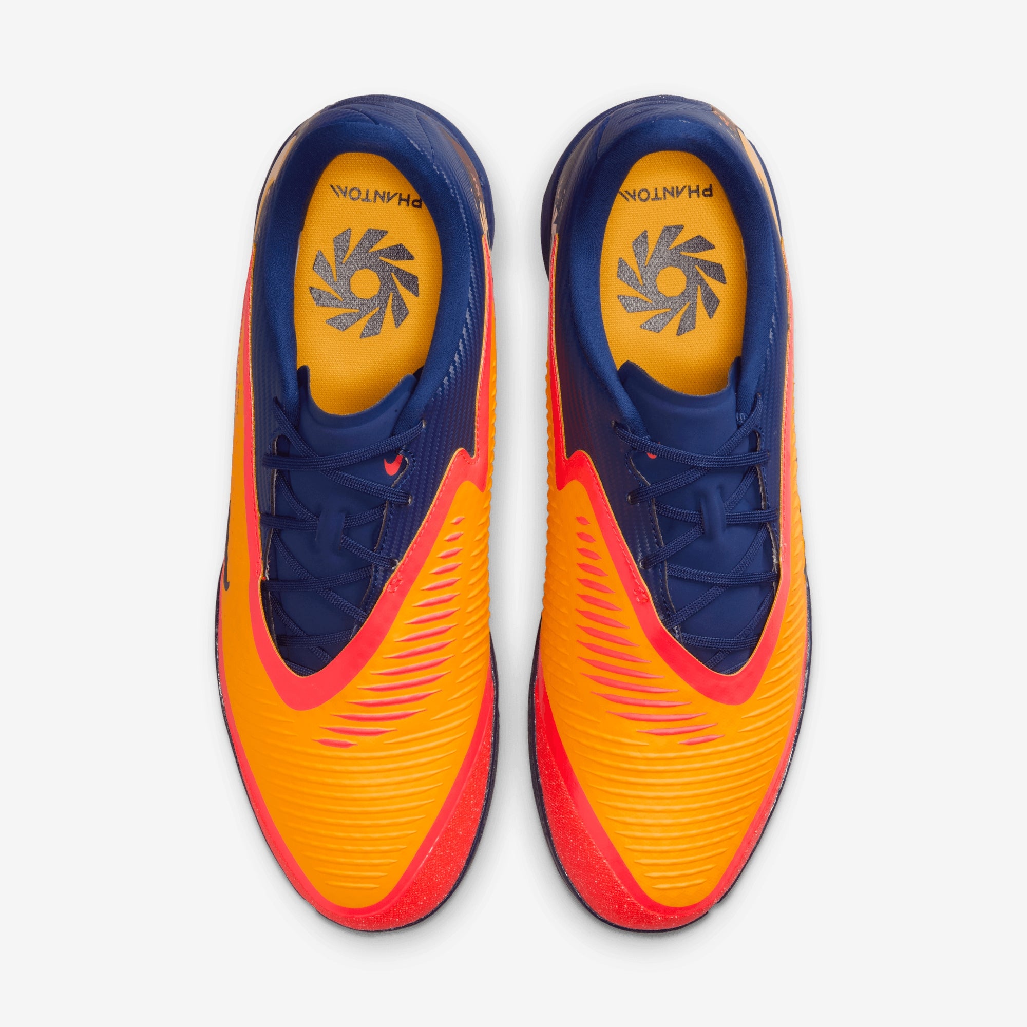 Nike Phantom 6 Low Academy "Erling Haaland" Indoor/Court Soccer Shoes - Laser Orange/Lemon Venom-Blue Void