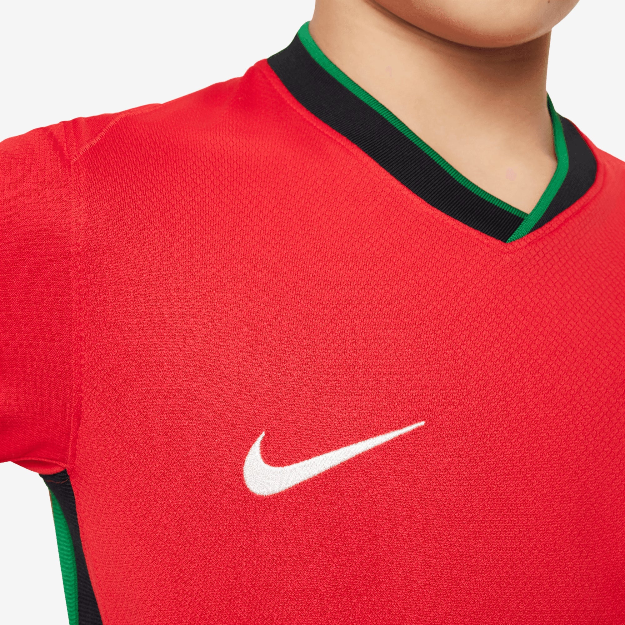 Nike Portugal (Men's Team) 2024/25 Stadium Home Big Kids' Dri-FIT Soccer Replica Jersey - University Red/Pine Green/Sail