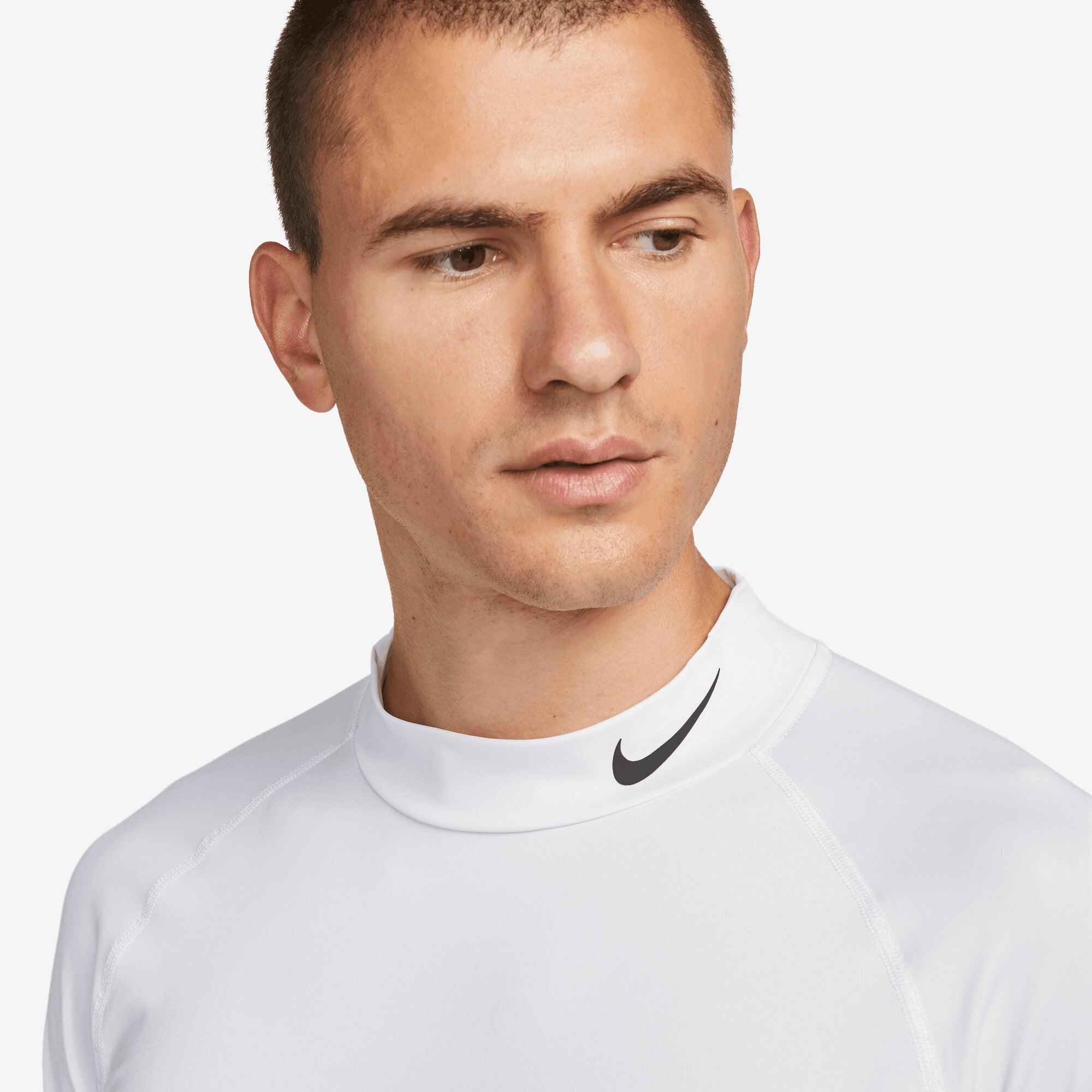 Nike Pro Men's Dri-FIT Fitness Mock-Neck Long-Sleeve Top - White/Black