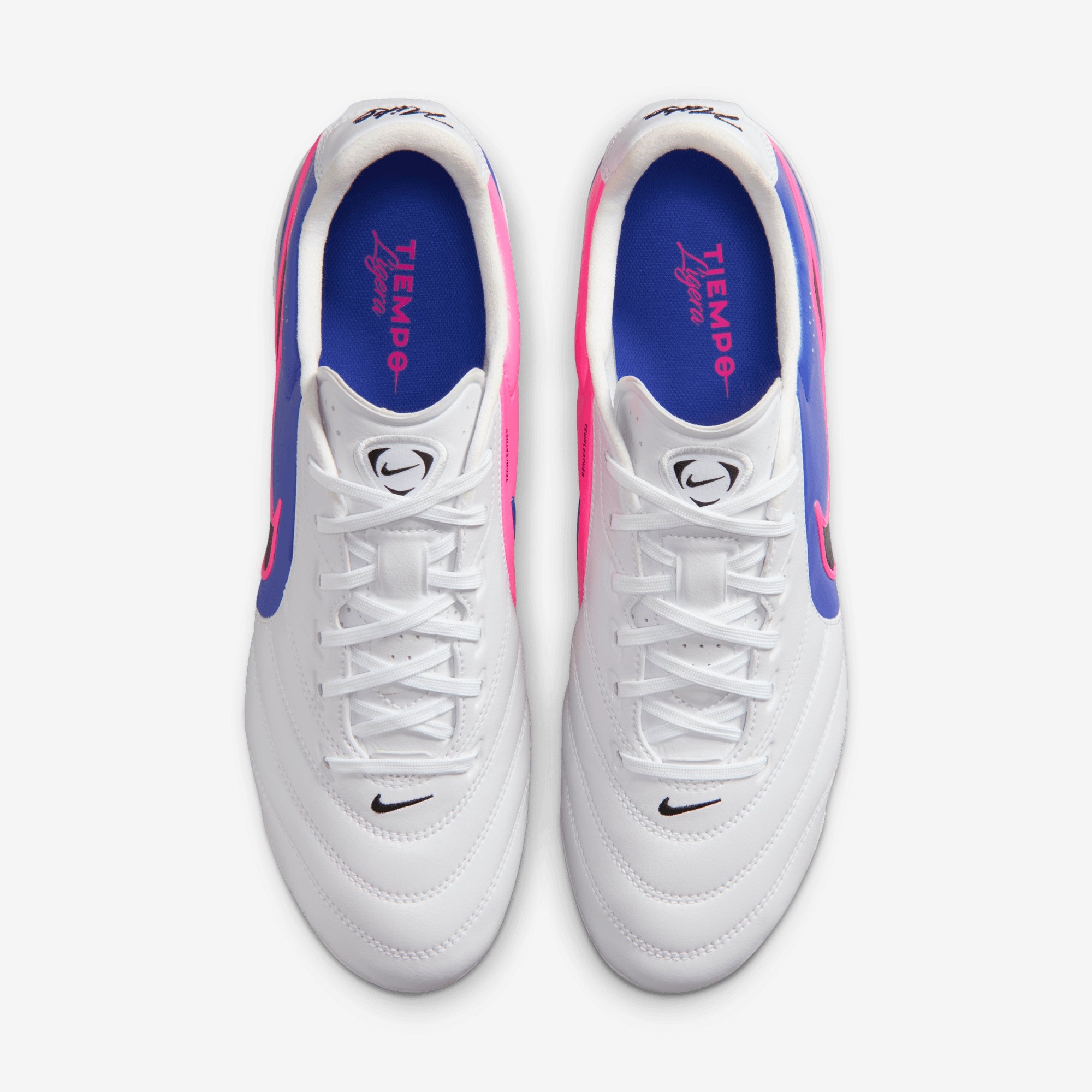 Nike Tiempo Ligera Pro Firm-Ground Low-Top Soccer Cleats - White/Black-Racer Blue-Pink Blast