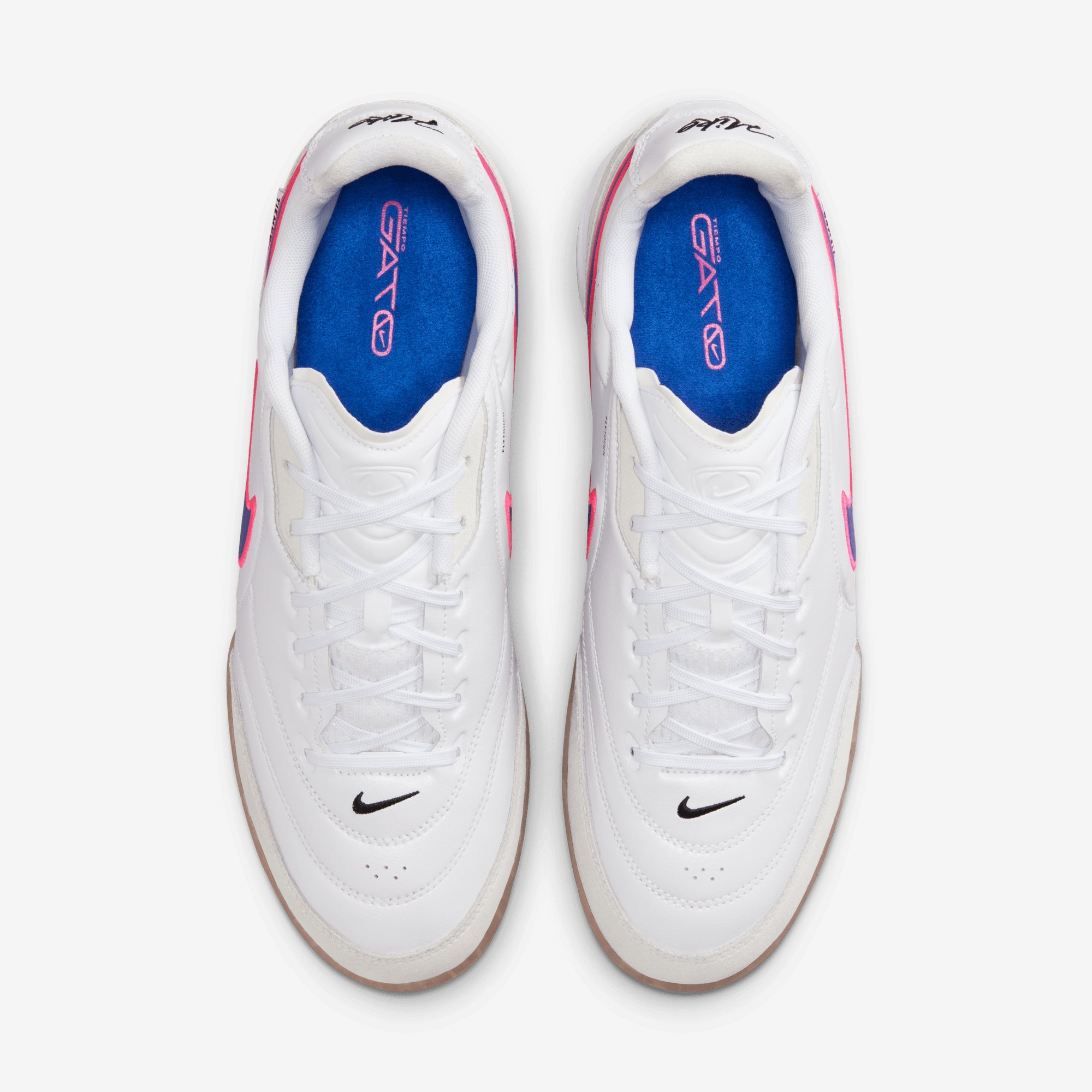 Nike Tiempo Streetgato Indoor/Court Low-Top Soccer Shoes - White/Racer Blue-Pink Blast