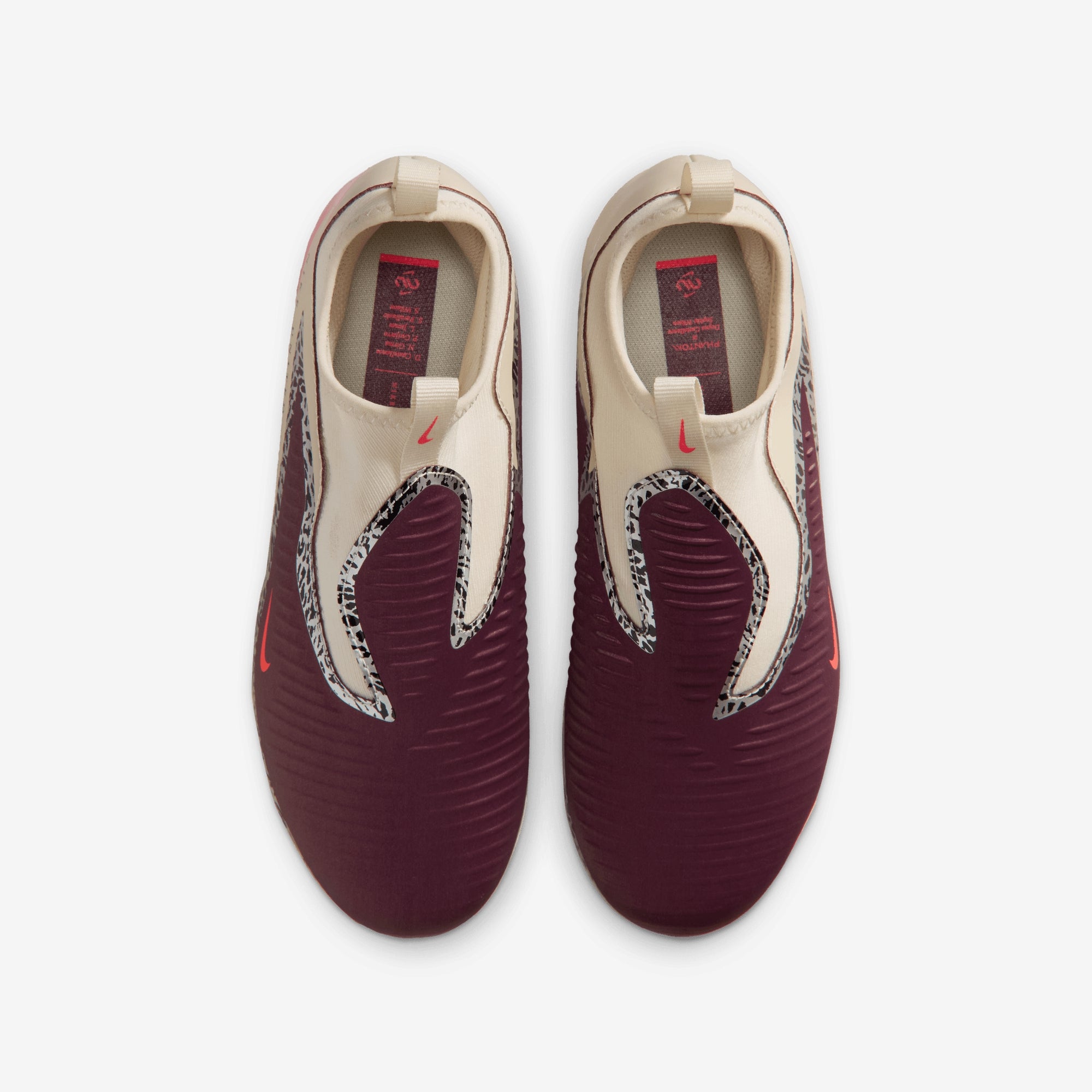 Nike United Jr. Phantom 6 High Academy Big Kids' Multi-Ground Soccer Cleats - Burgundy Crush/University Red-Fossil