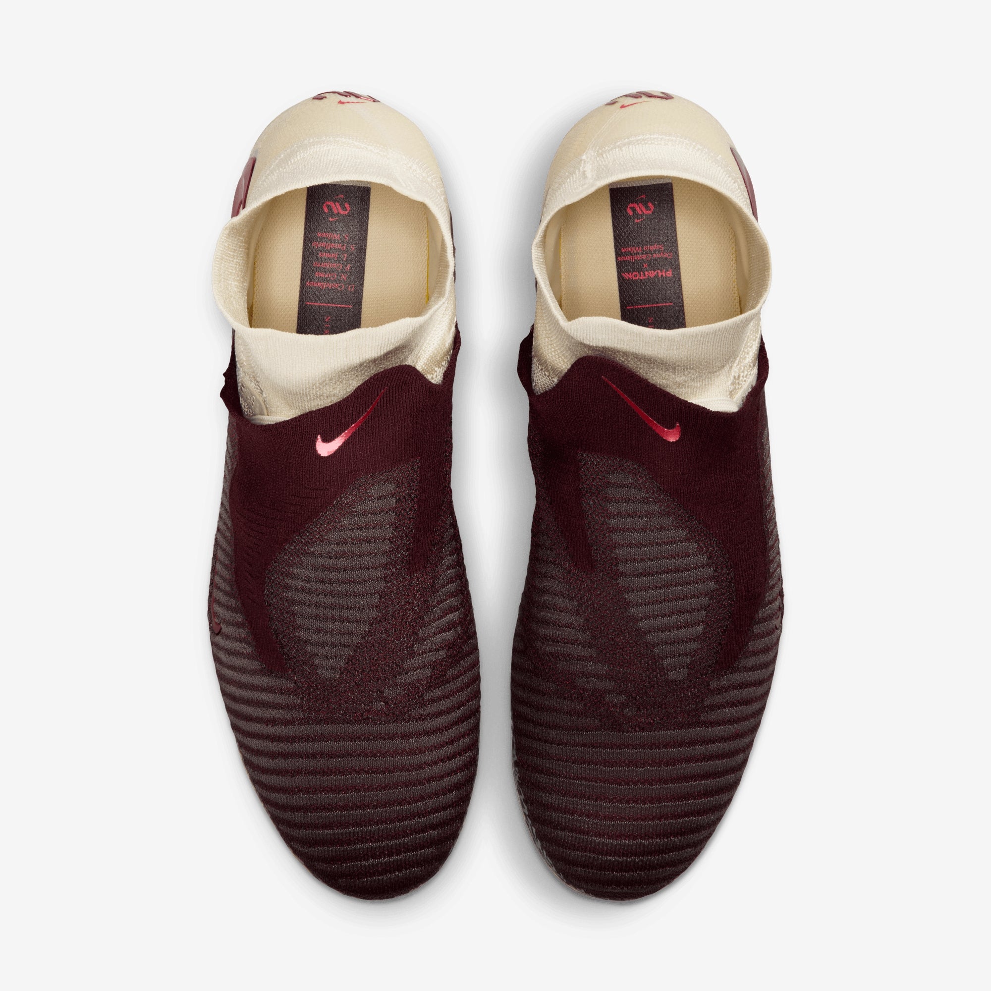Nike United Phantom 6 High Elite Firm-Ground Soccer Cleats - Burgundy Crush/University Red-Fossil