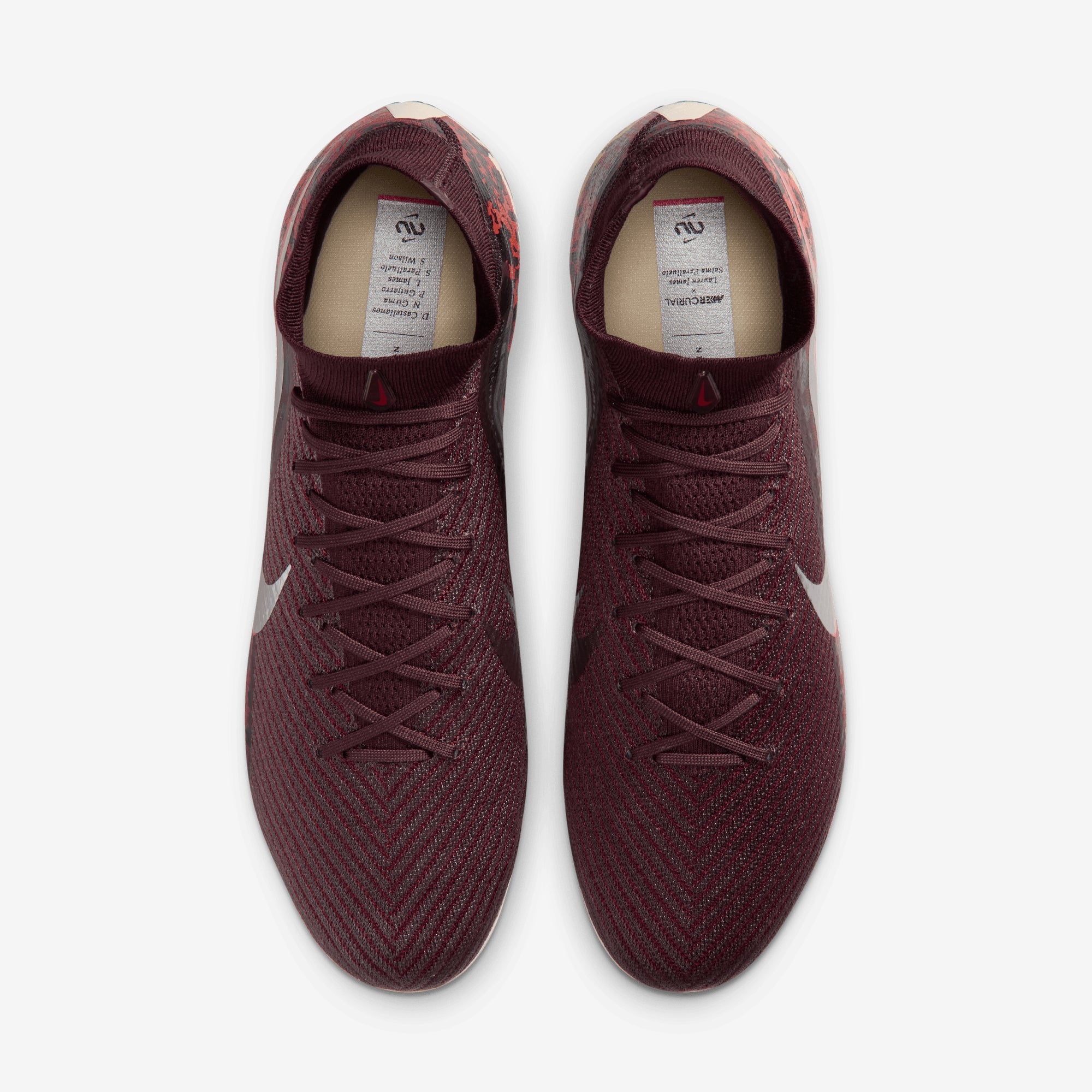 Nike United Superfly 10 Elite Firm-Ground High-Top Soccer Cleats - Burgundy Crush/Metallic Silver