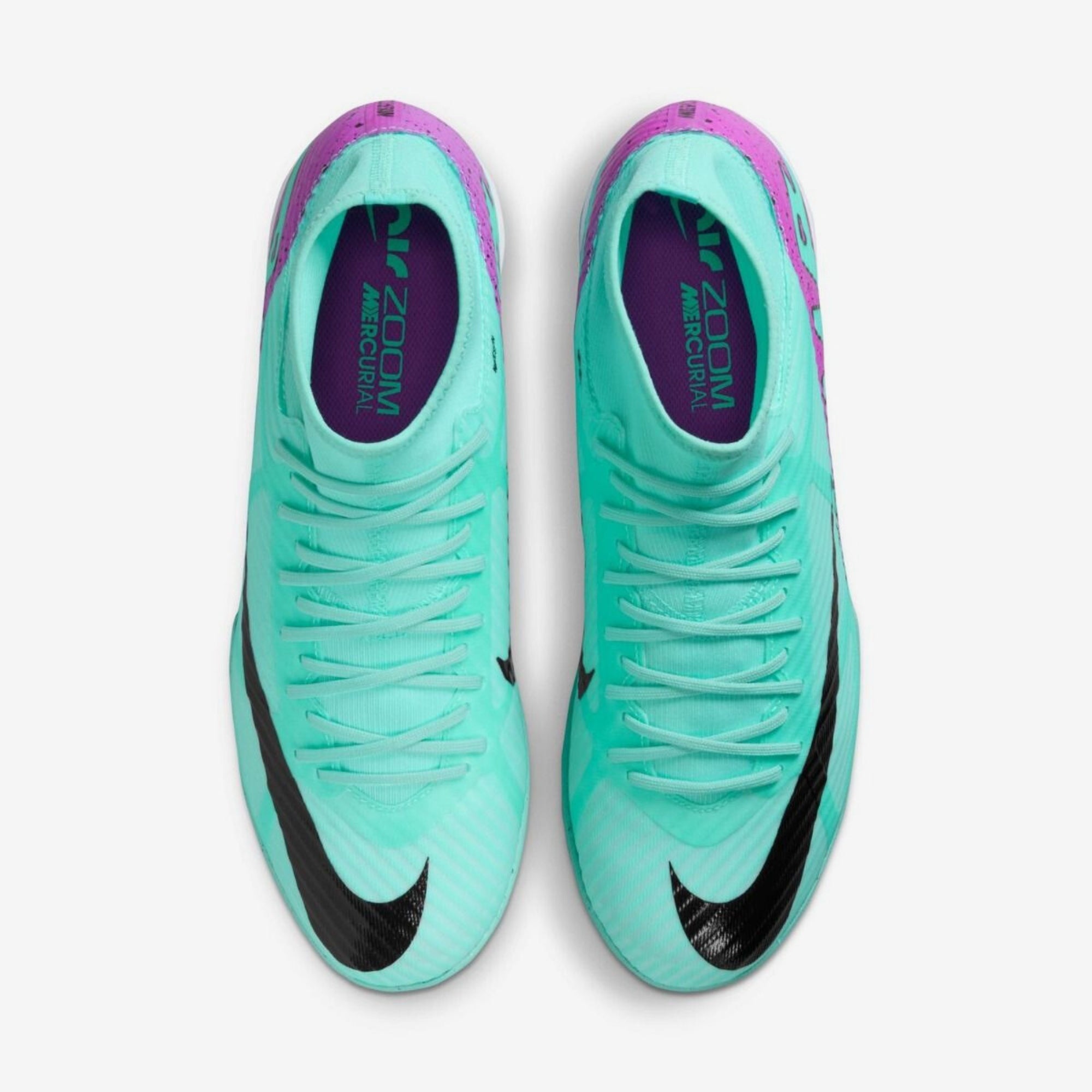 Nike Zoom Mercurial Superfly 9 Academy Indoor/Court High-Top Soccer Shoes - Hyper Turq/Fuchsia Dream-Black-White