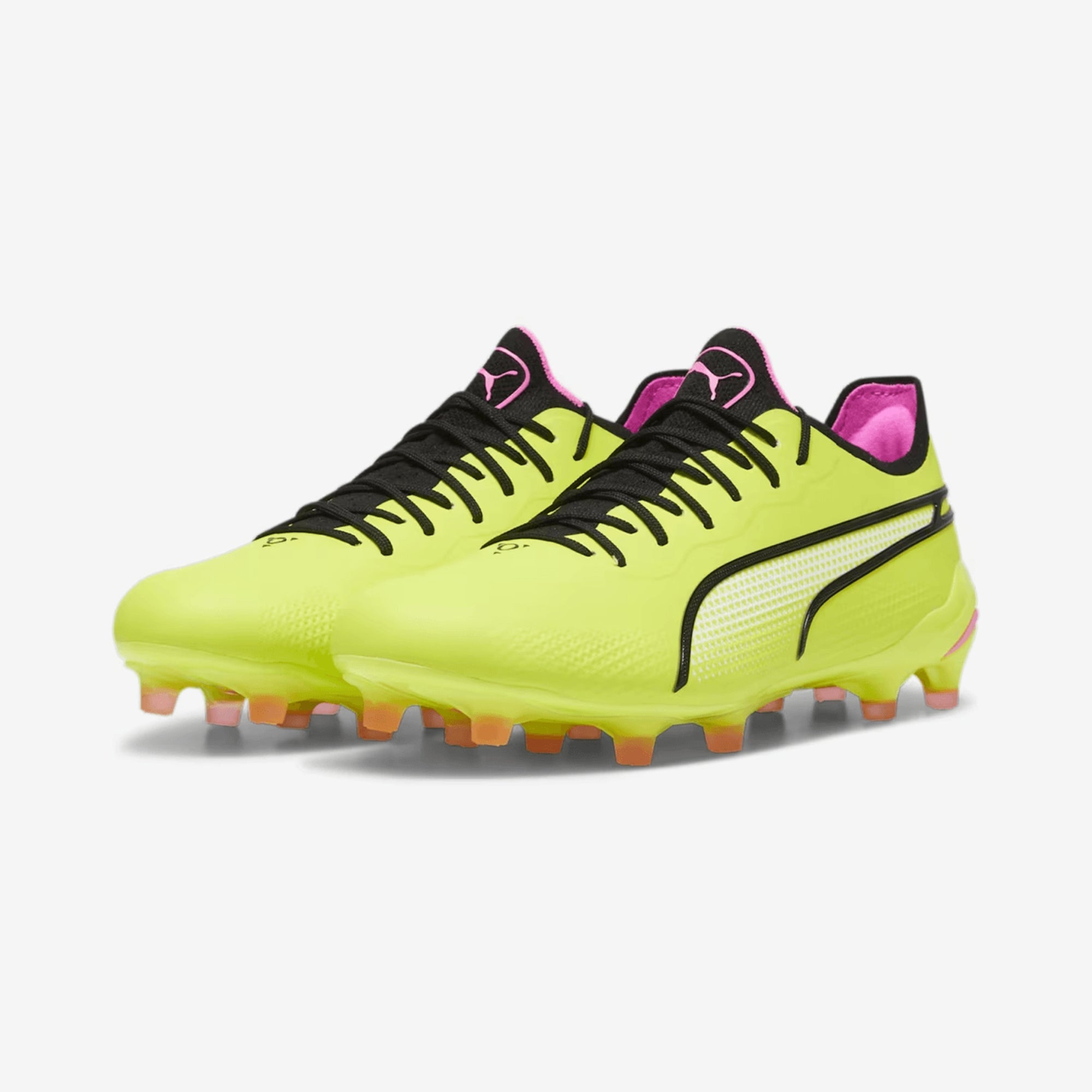 PUMA KING ULTIMATE Firm/Artificial-Ground Low-Top Soccer Cleats - Electric Lime-PUMA Black-Poison Pink