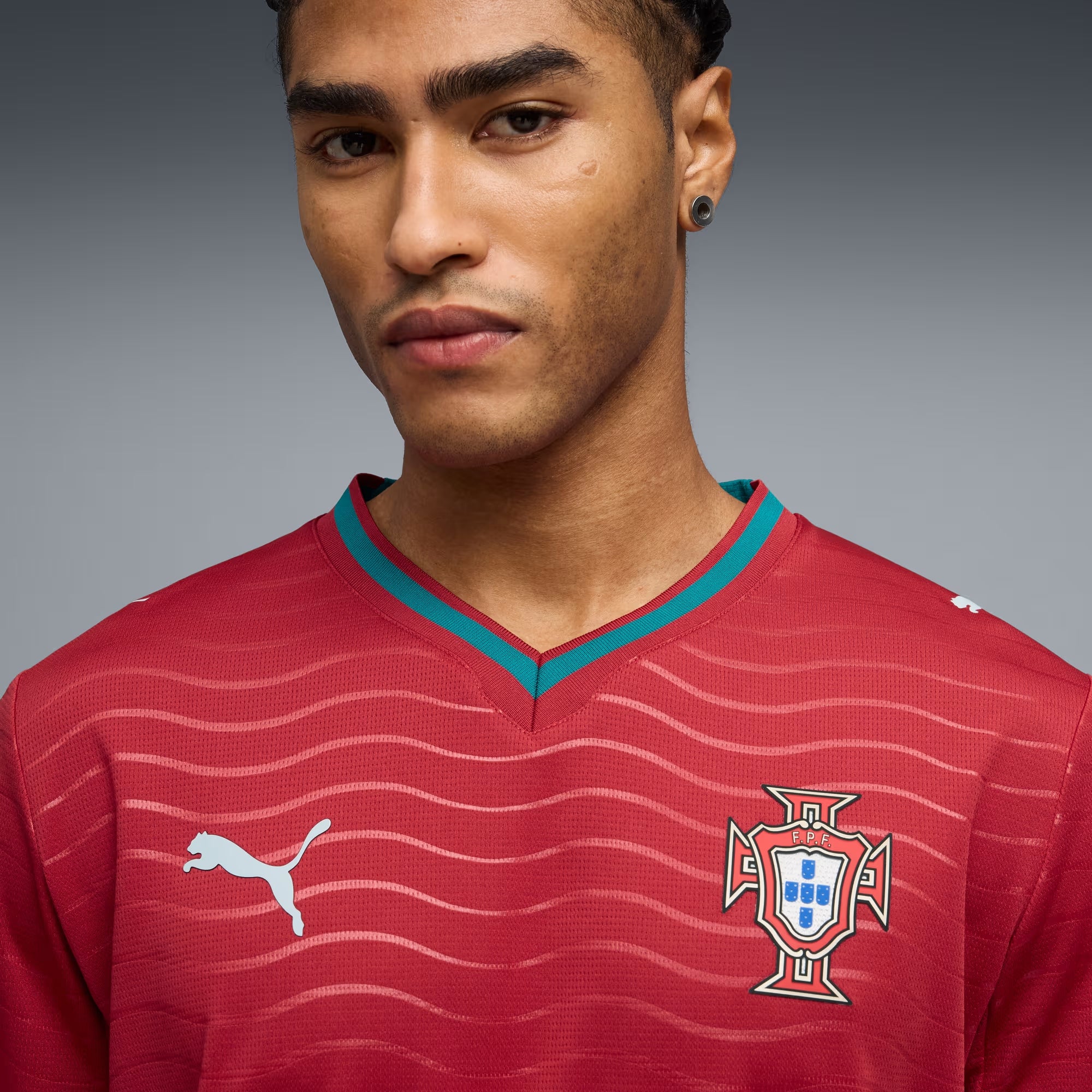 PUMA Portugal 2026 Stadium Home Men's Long-Sleeve Soccer Jersey (Red)