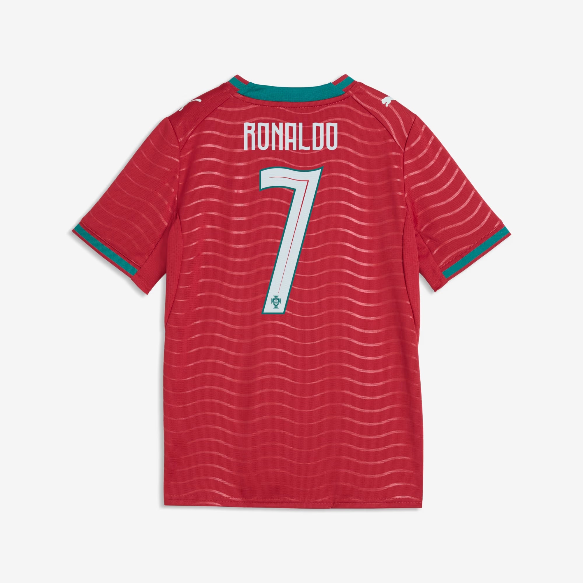 PUMA Portugal 2026 Stadium Home Ronaldo Big Kids' Soccer Jersey - Club Red-Green Lagoon