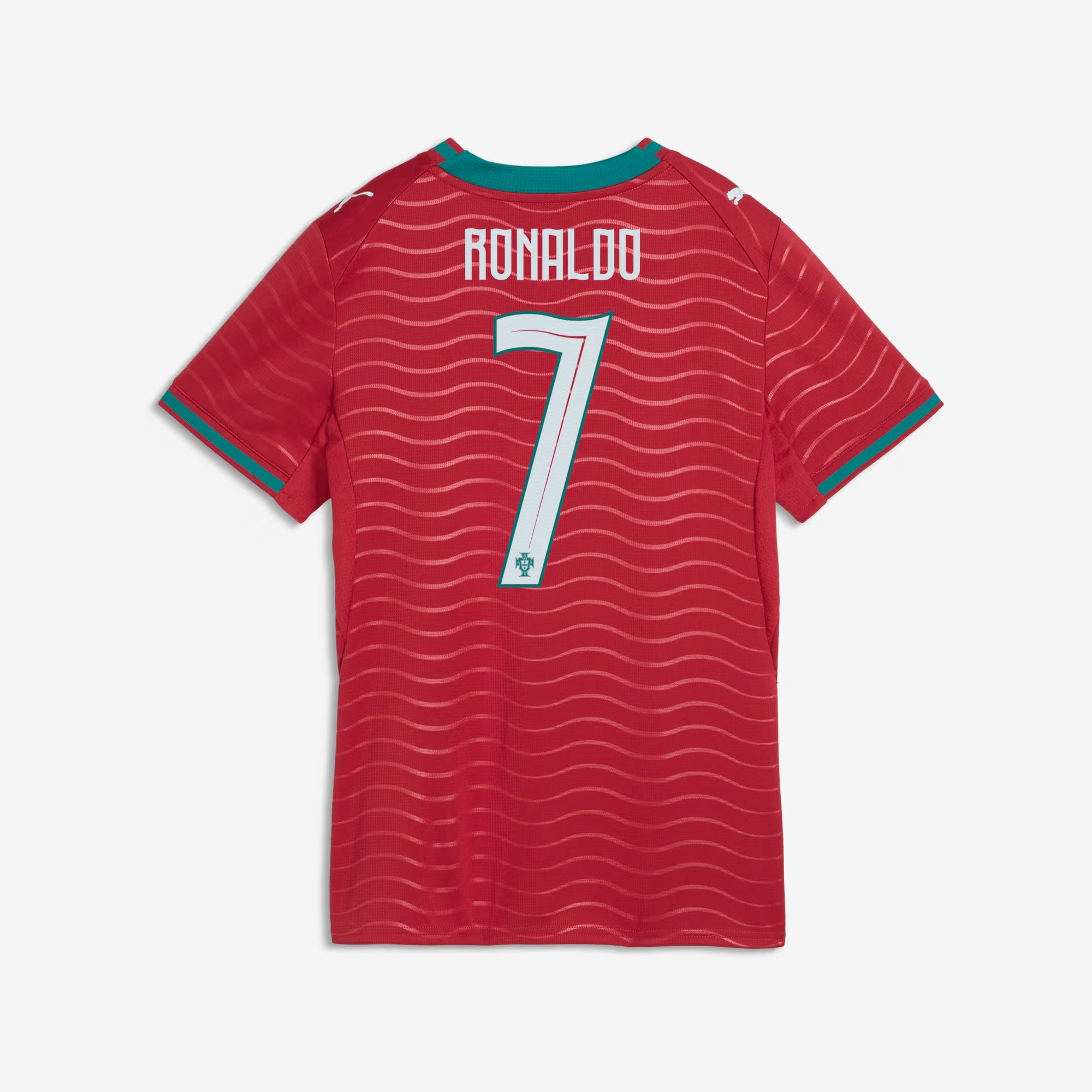 PUMA Portugal 2026 Stadium Home Ronaldo Women's Soccer Jersey - Club Red-Green Lagoon