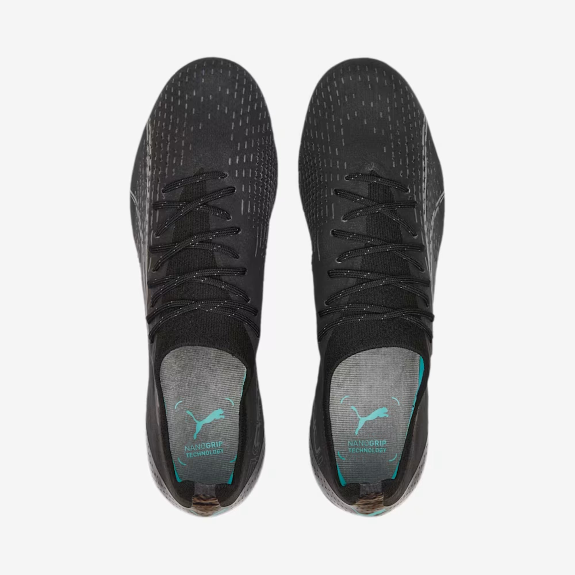 PUMA ULTRA ULTIMATE Firm/Artificial-Ground Low-Top Soccer Cleats - PUMA Black-PUMA White-Elektro Aqua