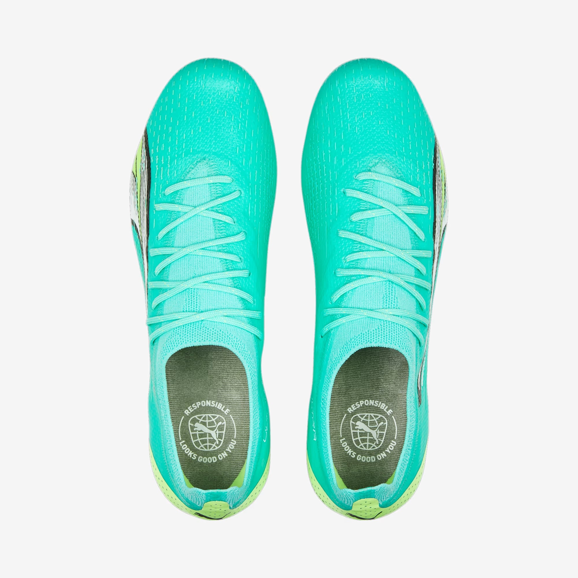 PUMA ULTRA ULTIMATE Firm/Artificial-Ground Low-Top Soccer Cleats - Electric Peppermint-PUMA White-Fast Yellow