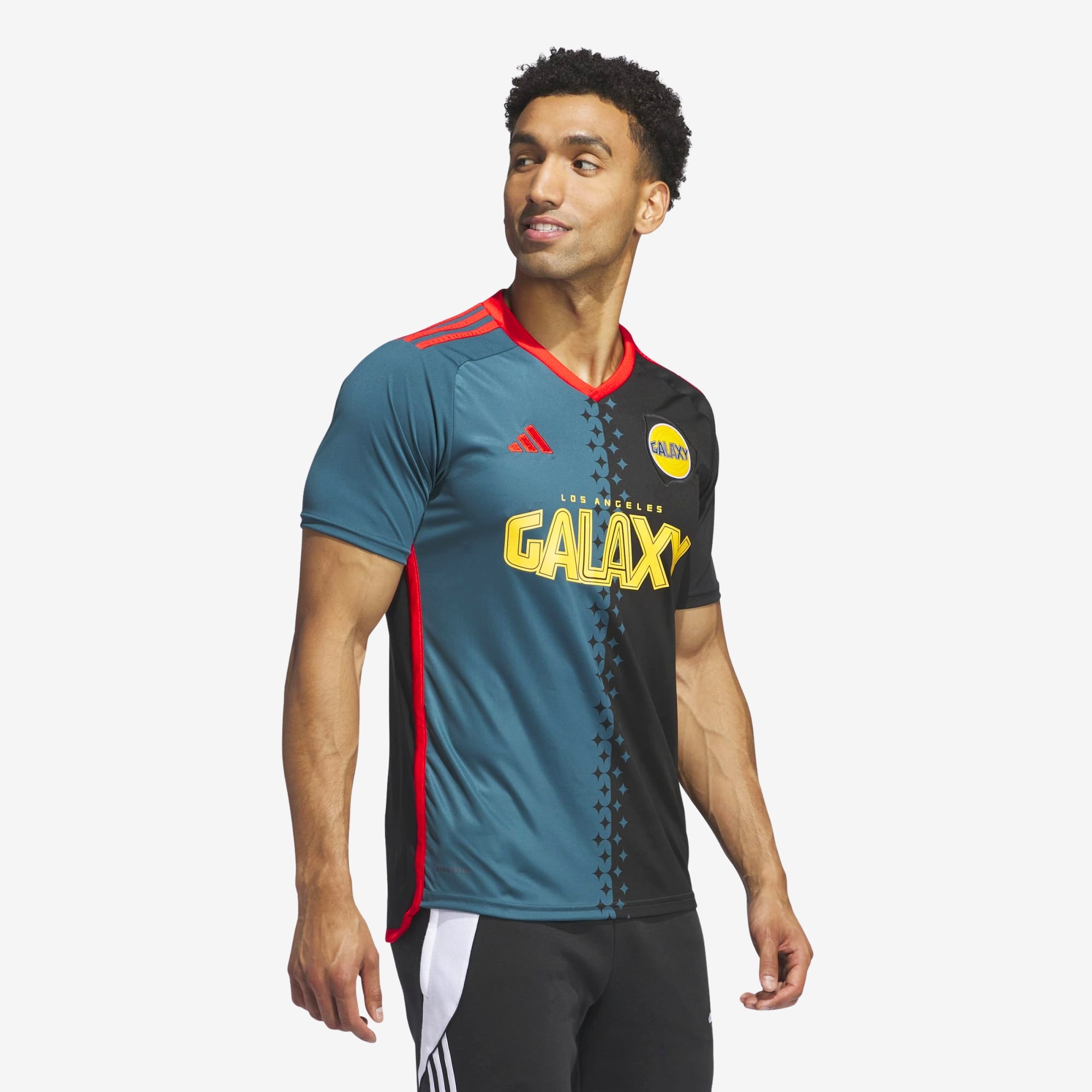 adidas 2024 LA Galaxy Stadium Archive Men's AEROREADY Soccer Replica Jersey - Black / Viridian