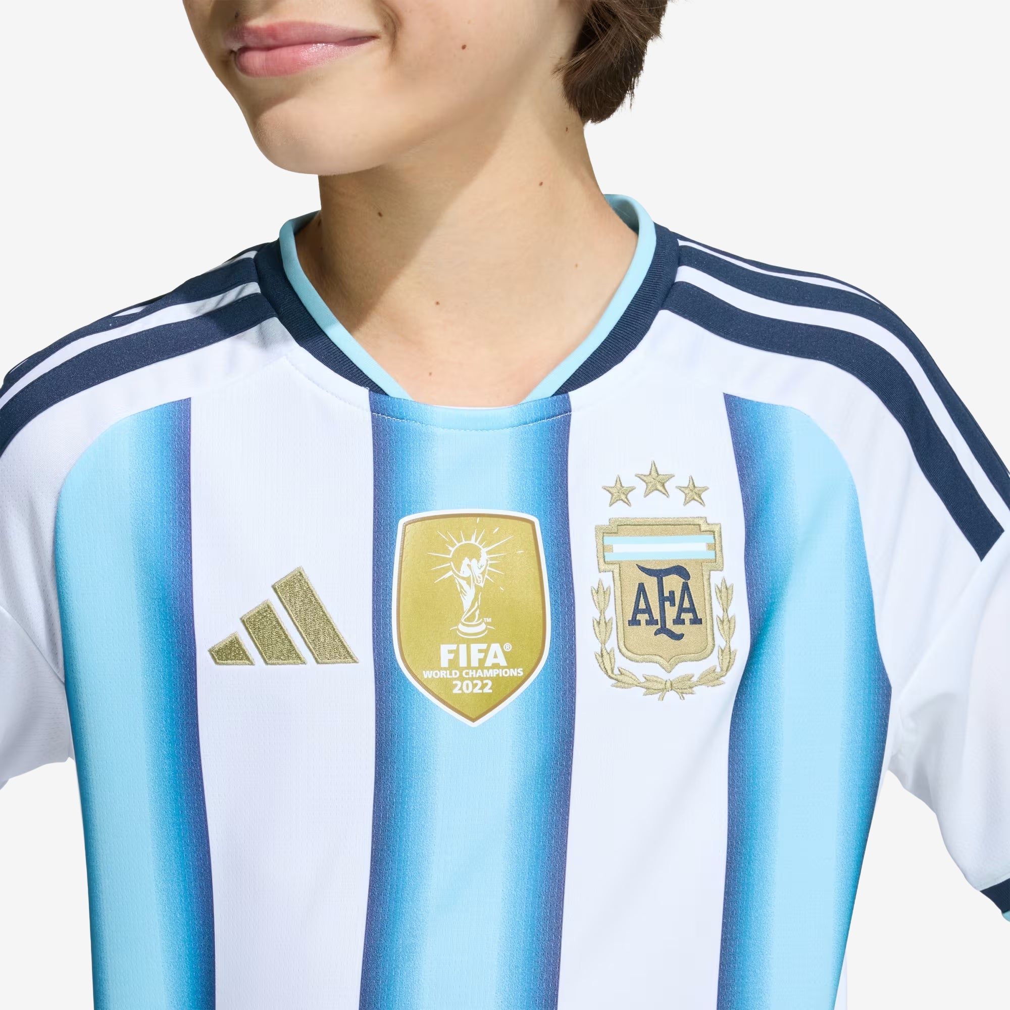 adidas Argentina 2026 Stadium Home Big Kids' Soccer Jersey - White / Icey Blue / Light Blue