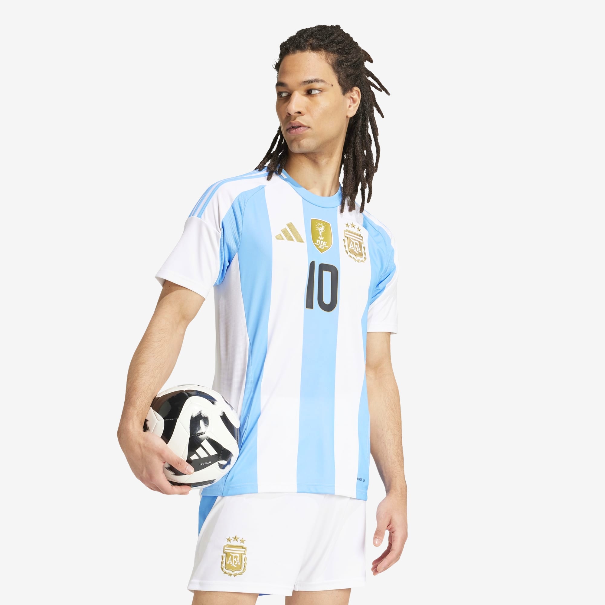 adidas Argentina 2024 Messi Stadium Home Men's AEROREADY Soccer Replica Jersey - White / Blue Burst