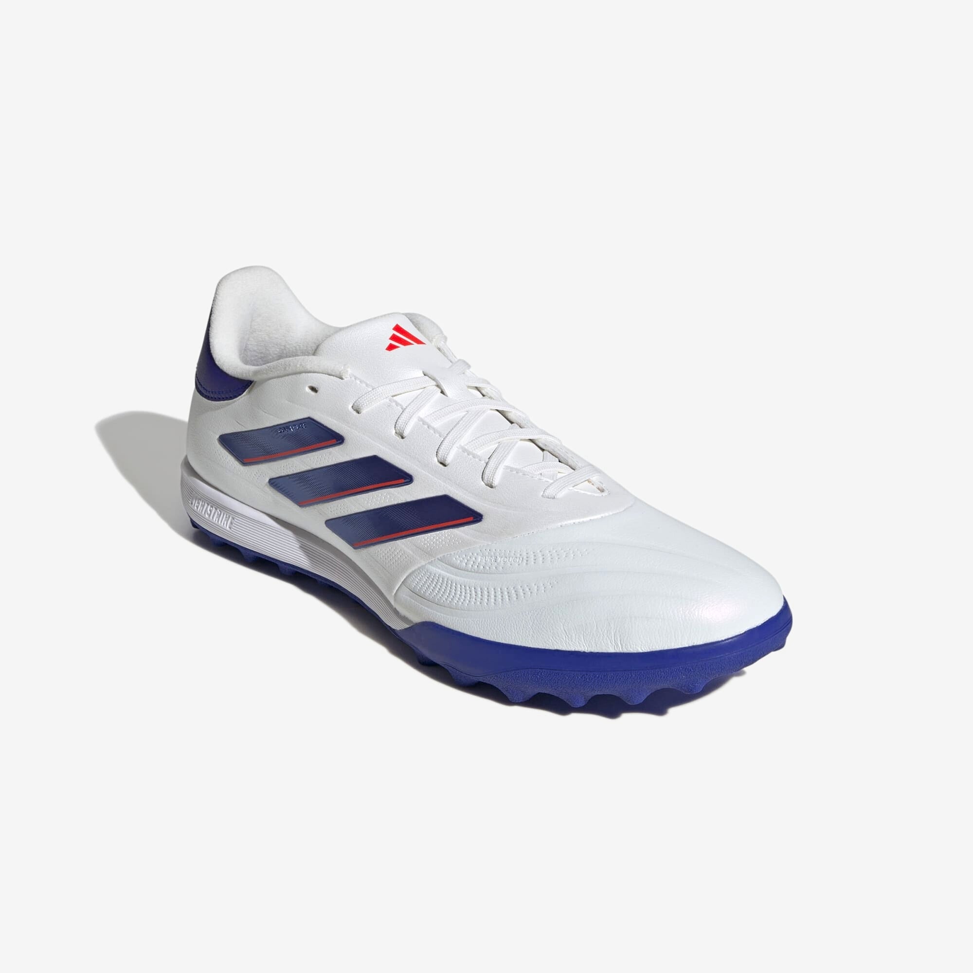 adidas Copa Pure 2 League TF Low-Top Soccer Shoes - Cloud White / Lucid Blue / Solar Red