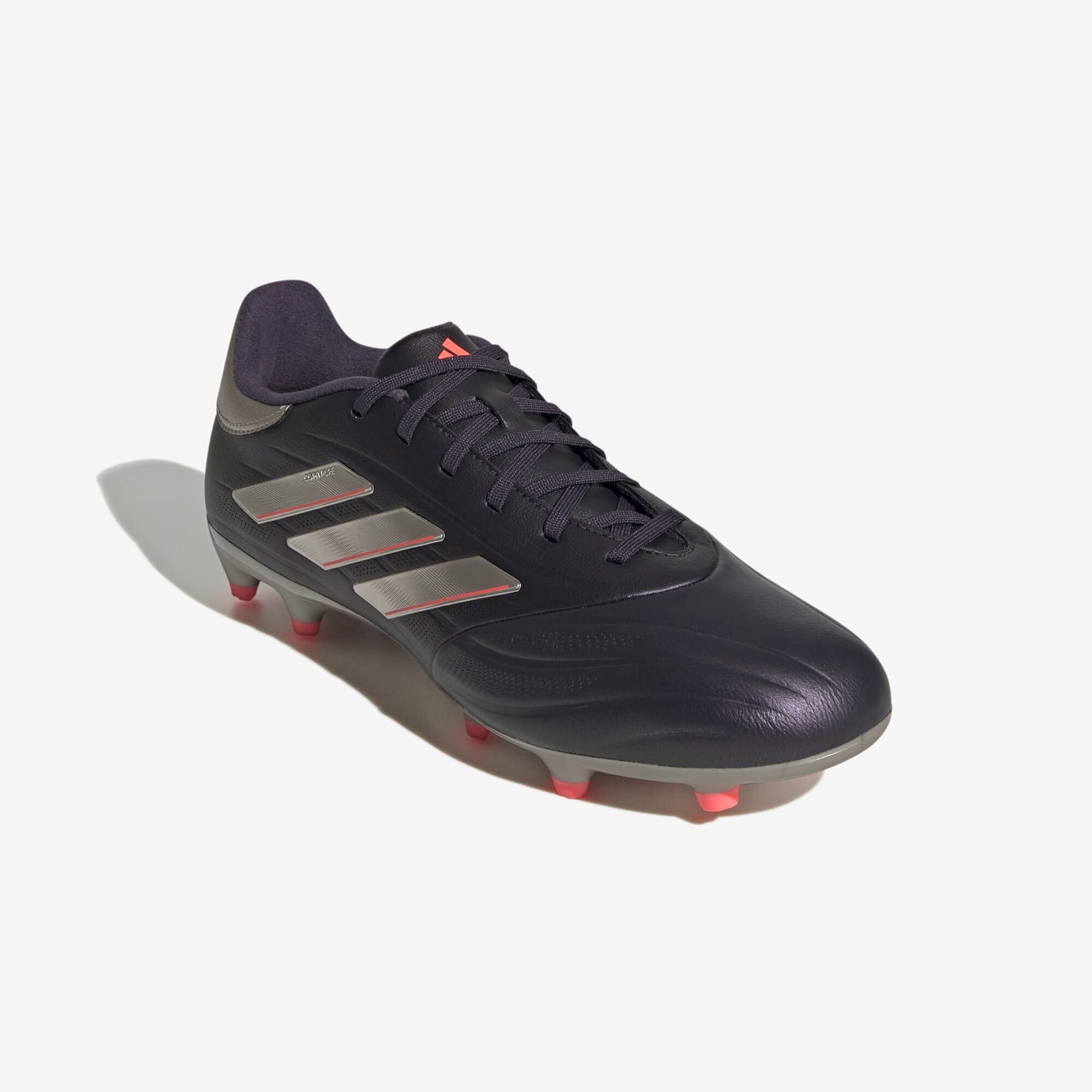 adidas Copa Pure 2 League FG Low-Top Soccer Cleats - Aurora Black / Platinum Metallic / Turbo