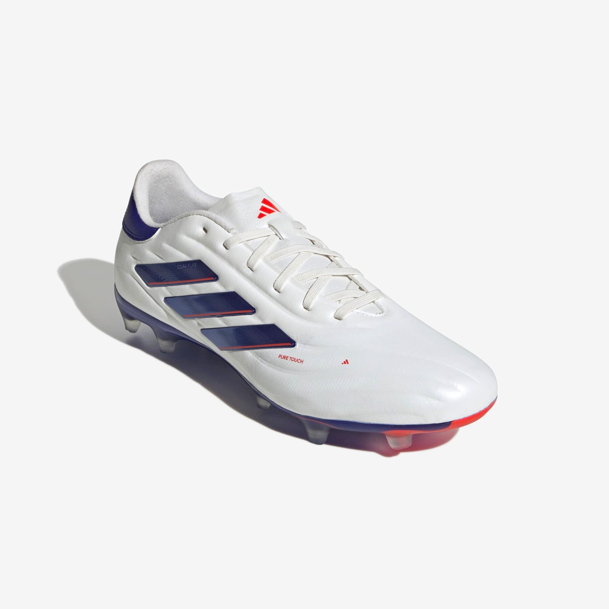 adidas Copa Pure 2 Pro FG Low-Top Soccer Cleats - Cloud White / Lucid Blue / Solar Red