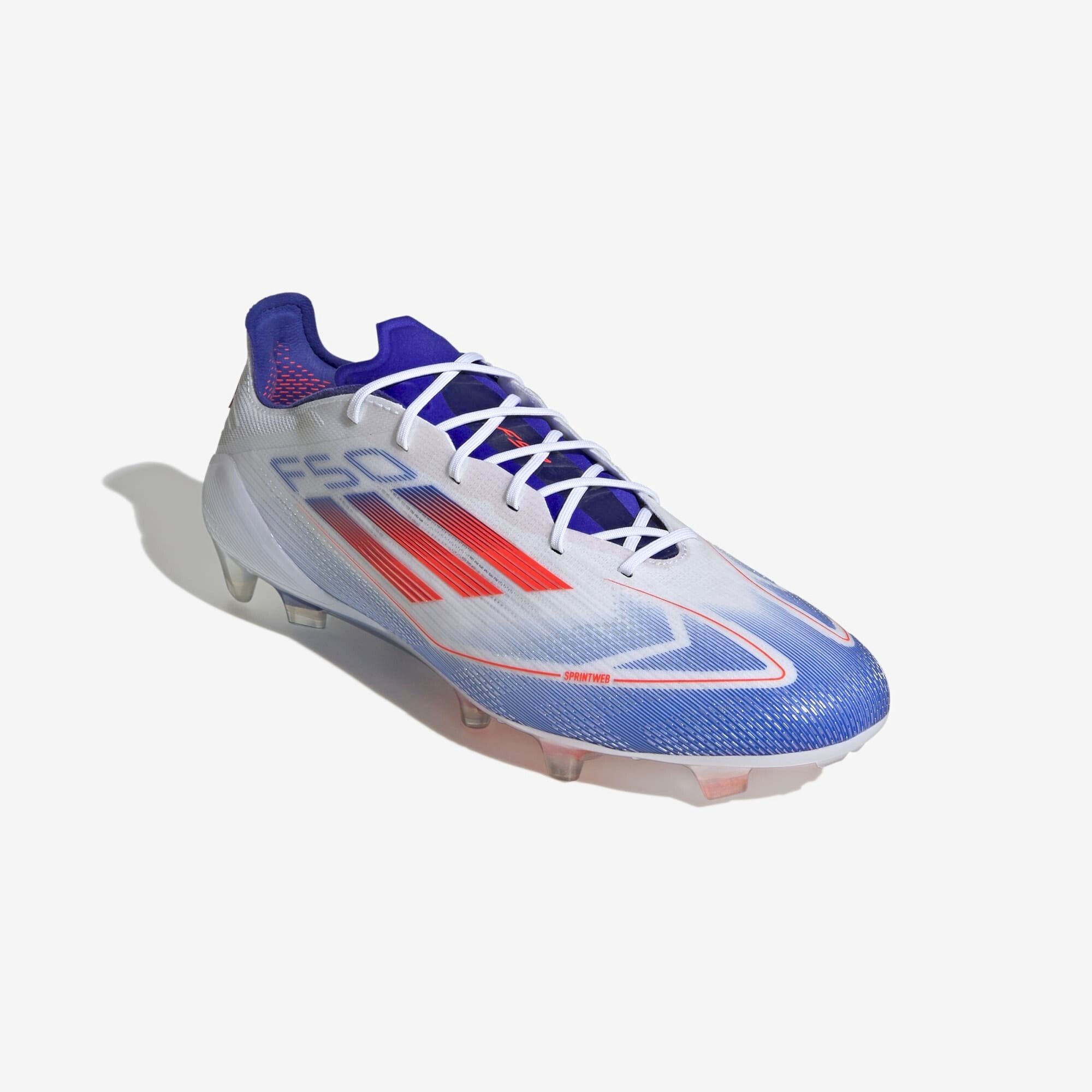 adidas F50 Elite FG Low-Top Soccer Cleats - Cloud White / Solar Red / Lucid Blue