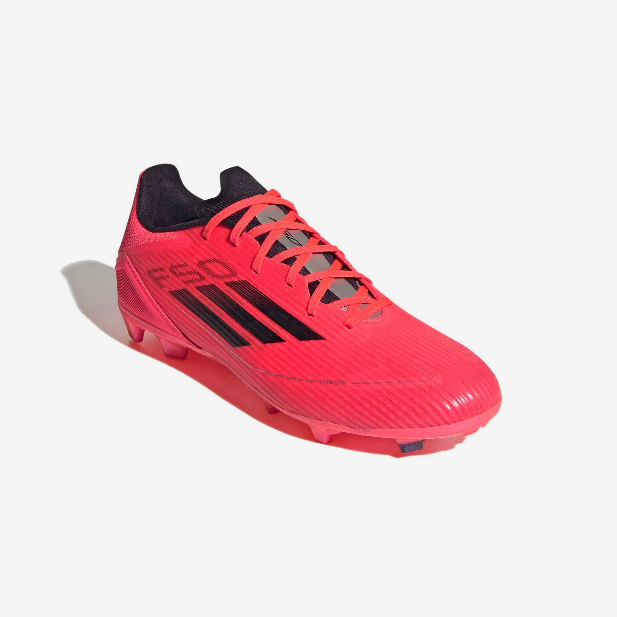 adidas F50 League Firm/Multi-Ground Low-Top Soccer Cleats - Turbo / Aurora Black / Platinum Metallic
